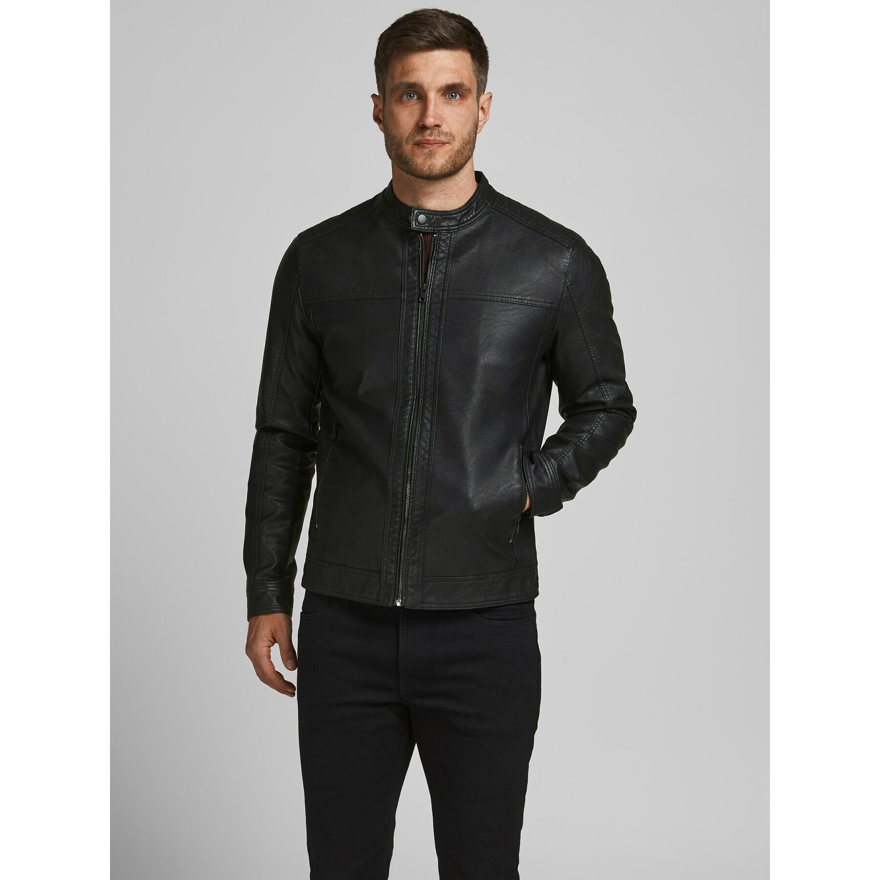 Jack&Jones Bunda z imitácie kože 12182461 Čierna Regular Fit - Pepit.sk