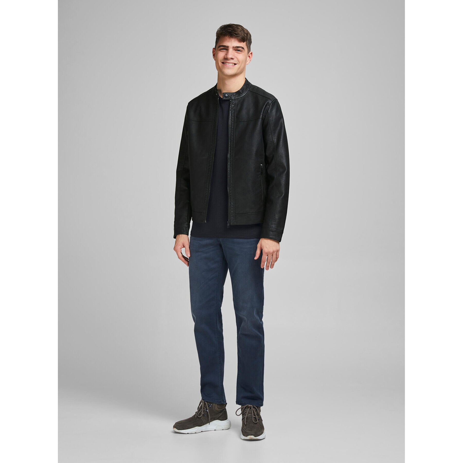 Jack&Jones Bunda z imitácie kože 12182461 Čierna Regular Fit - Pepit.sk