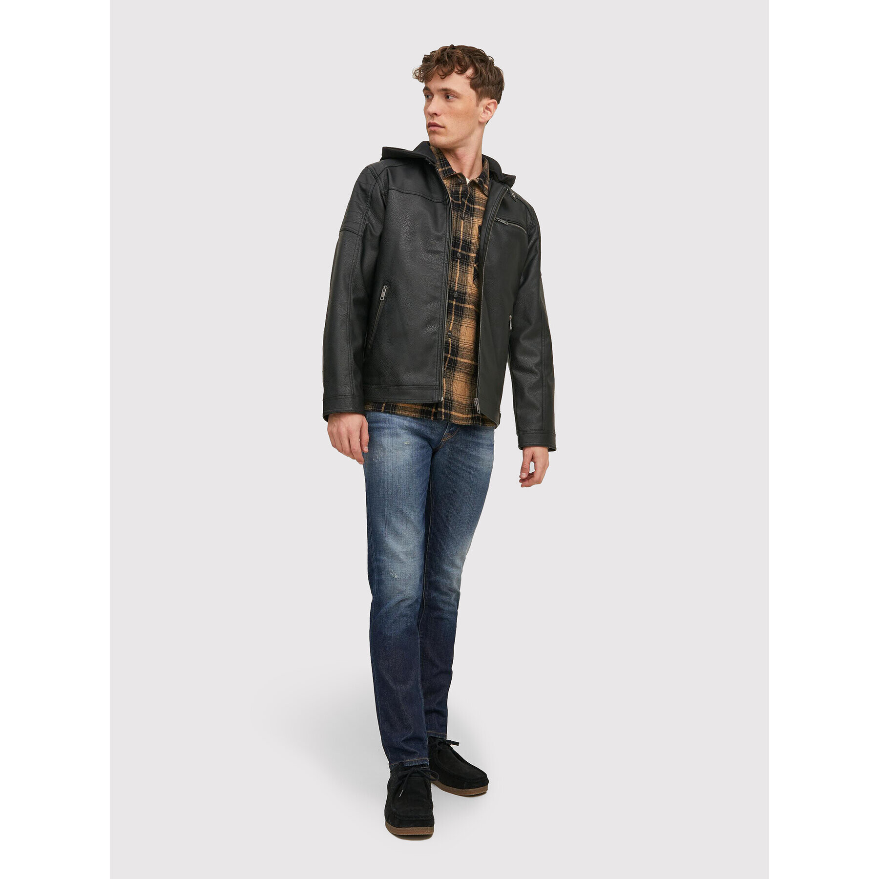 Jack&Jones Bunda z imitácie kože Rocky 12216997 Čierna Regular Fit - Pepit.sk