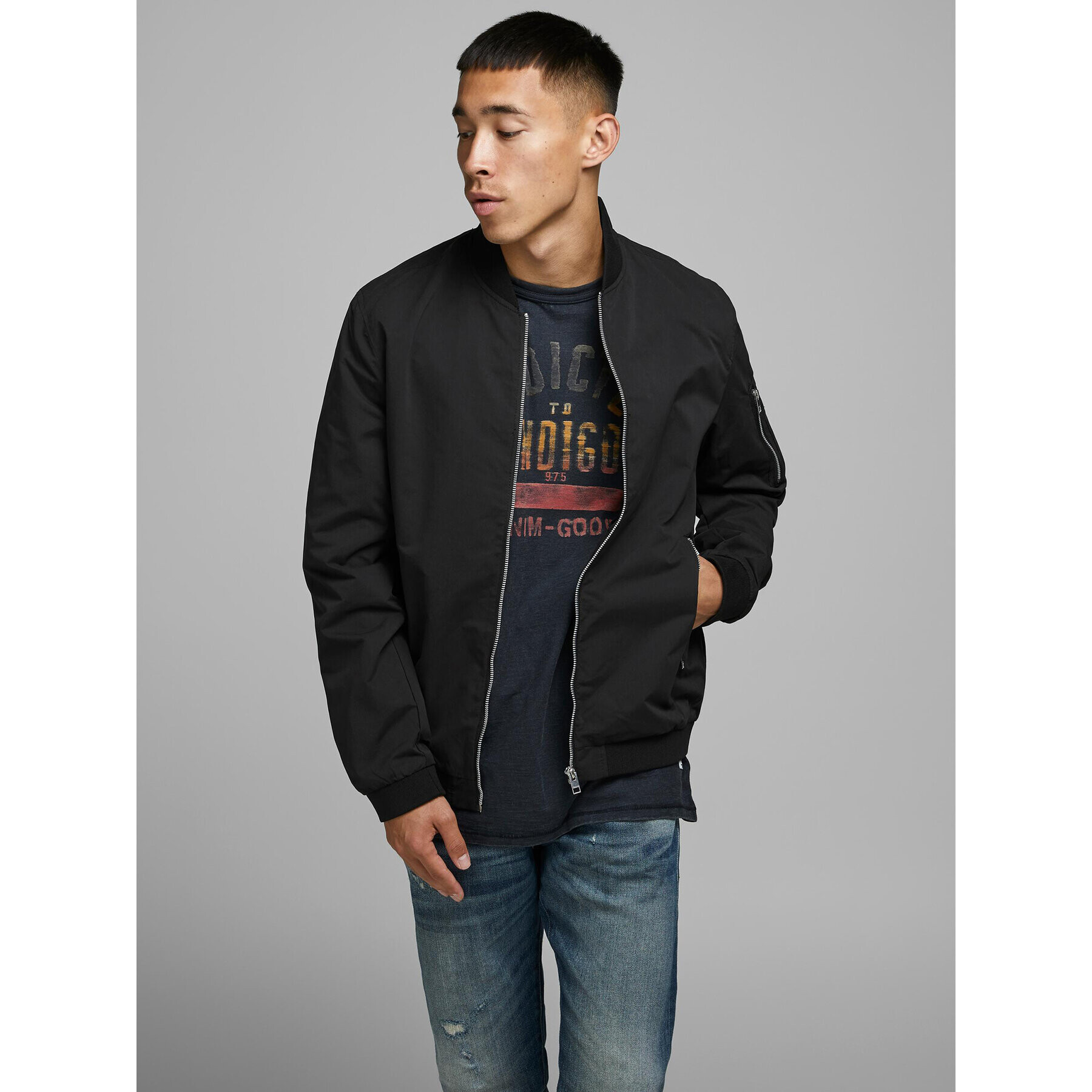 Jack&Jones Bundy bomber Rush 12165203 Čierna Regular Fit - Pepit.sk