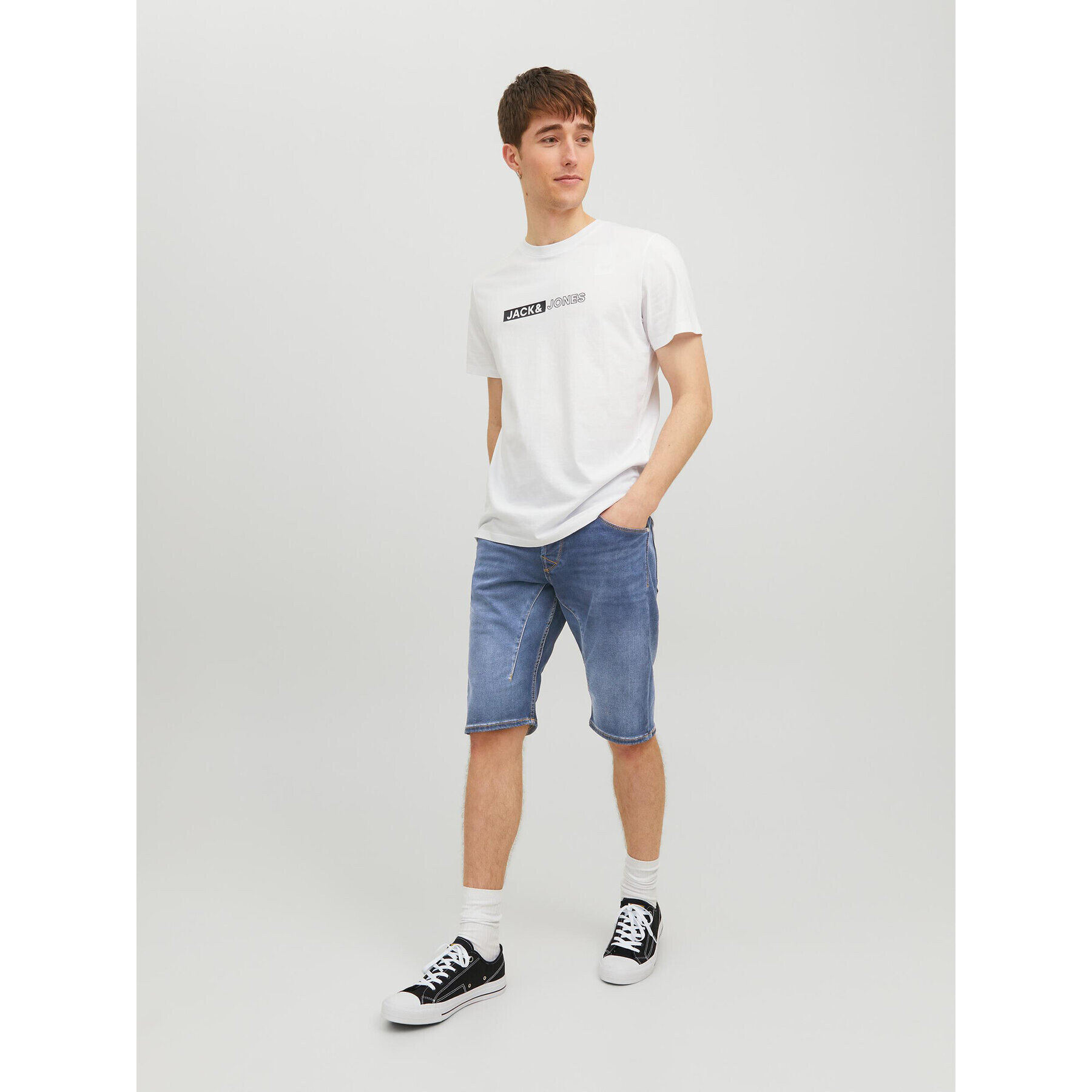 Jack&Jones Džínsové šortky Cale 12223993 Tmavomodrá Regular Fit - Pepit.sk