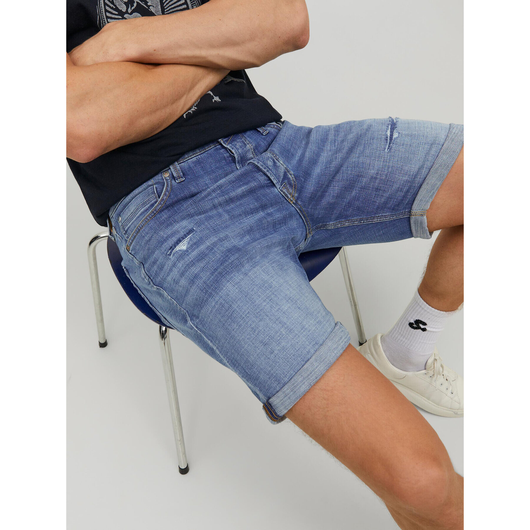 Jack&Jones Džínsové šortky Chris 12236195 Modrá Relaxed Fit - Pepit.sk