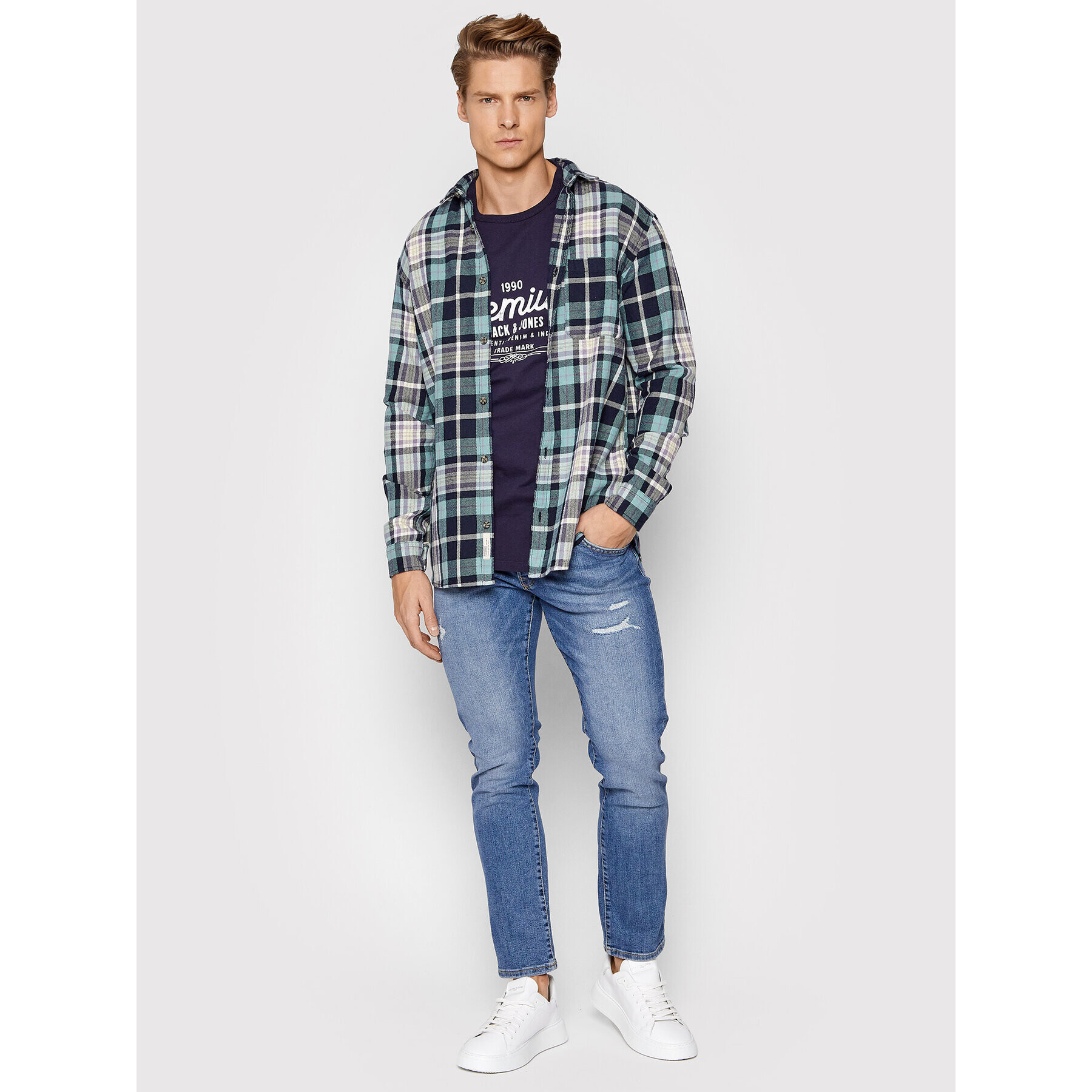 Jack&Jones Džínsy Glenn 12201647 Modrá Slim Fit - Pepit.sk