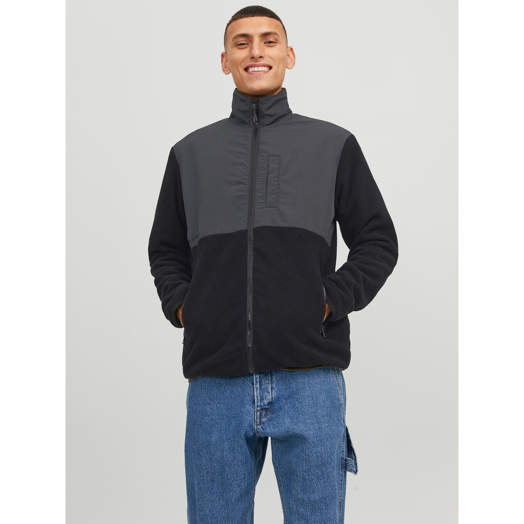 Jack&Jones Fleecová mikina Marvin 12235864 Čierna Regular Fit - Pepit.sk