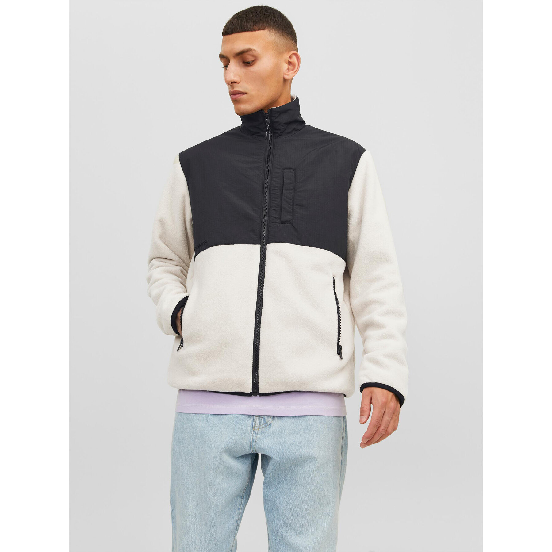 Jack&Jones Fleecová mikina Marvin 12235864 Écru Regular Fit - Pepit.sk