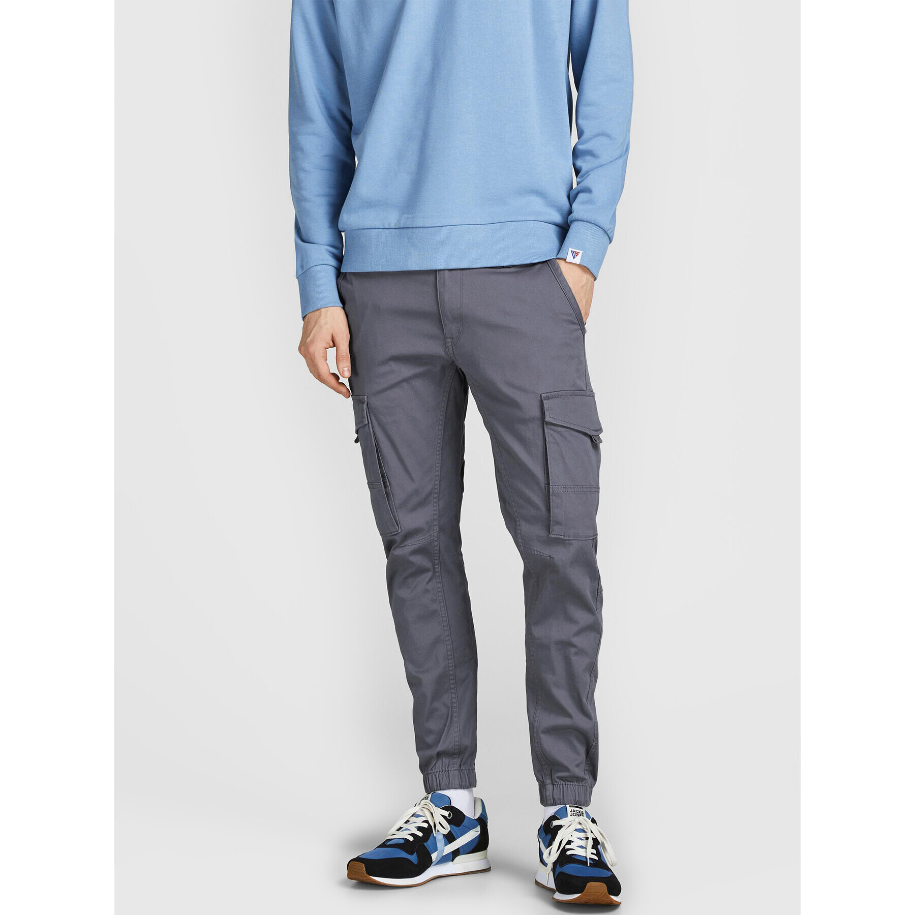 Jack&Jones Jogger nohavice Paul 12202934 Sivá Tapered Fit - Pepit.sk