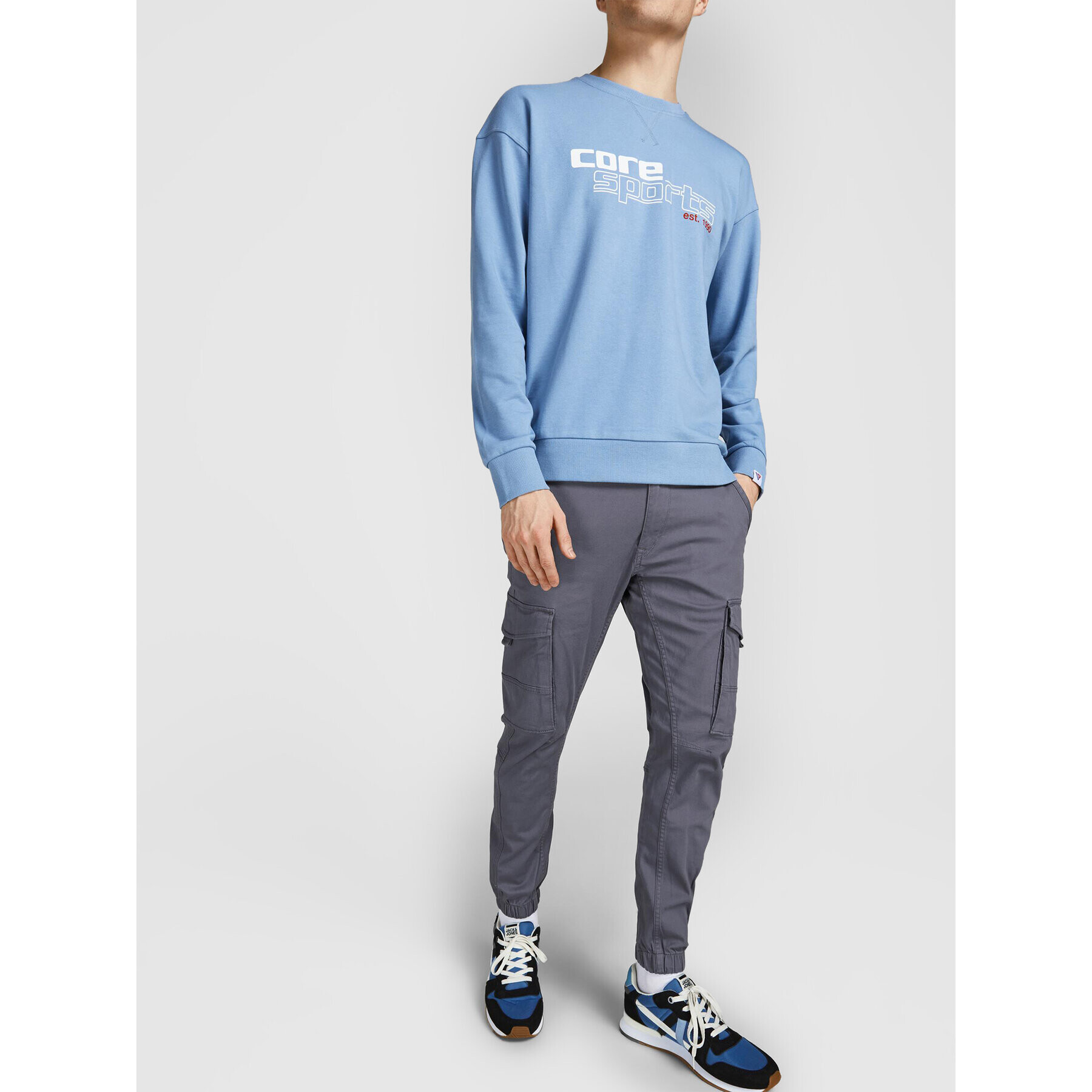 Jack&Jones Jogger nohavice Paul 12202934 Sivá Tapered Fit - Pepit.sk