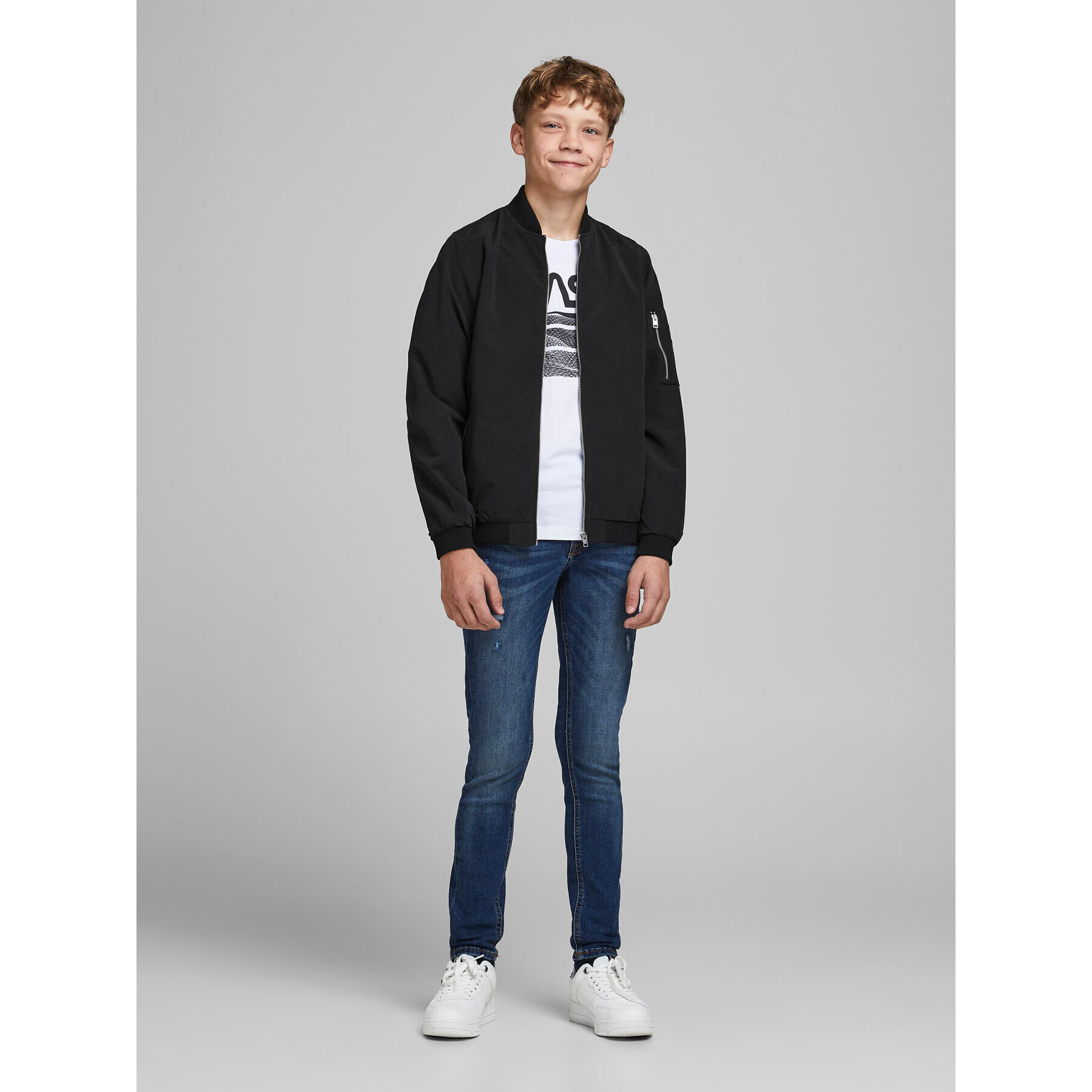 Jack&Jones Junior Bundy bomber Rush 12182385 Čierna Regular Fit - Pepit.sk