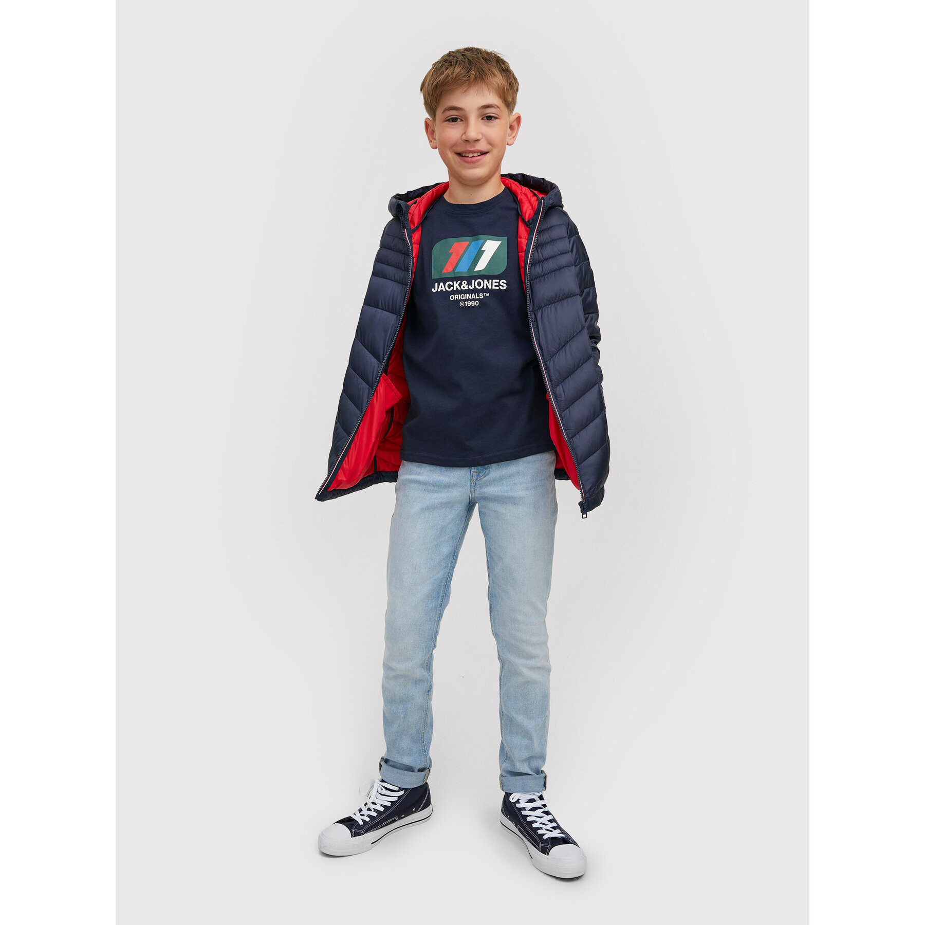 Jack&Jones Junior Tričko Nate 12216508 Tmavomodrá Regular Fit - Pepit.sk