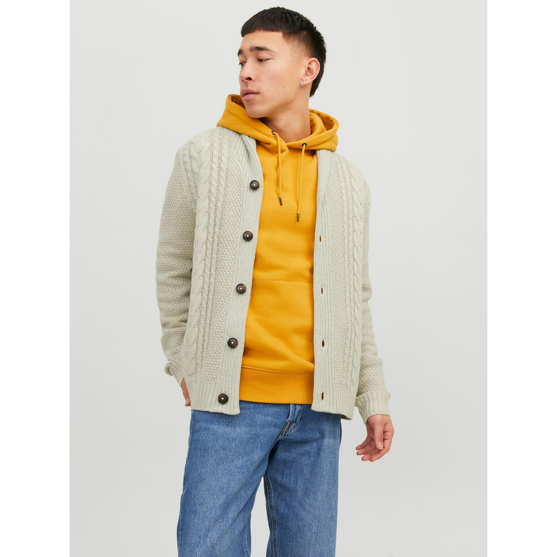 Jack&Jones Kardigán 12236318 Écru Regular Fit - Pepit.sk