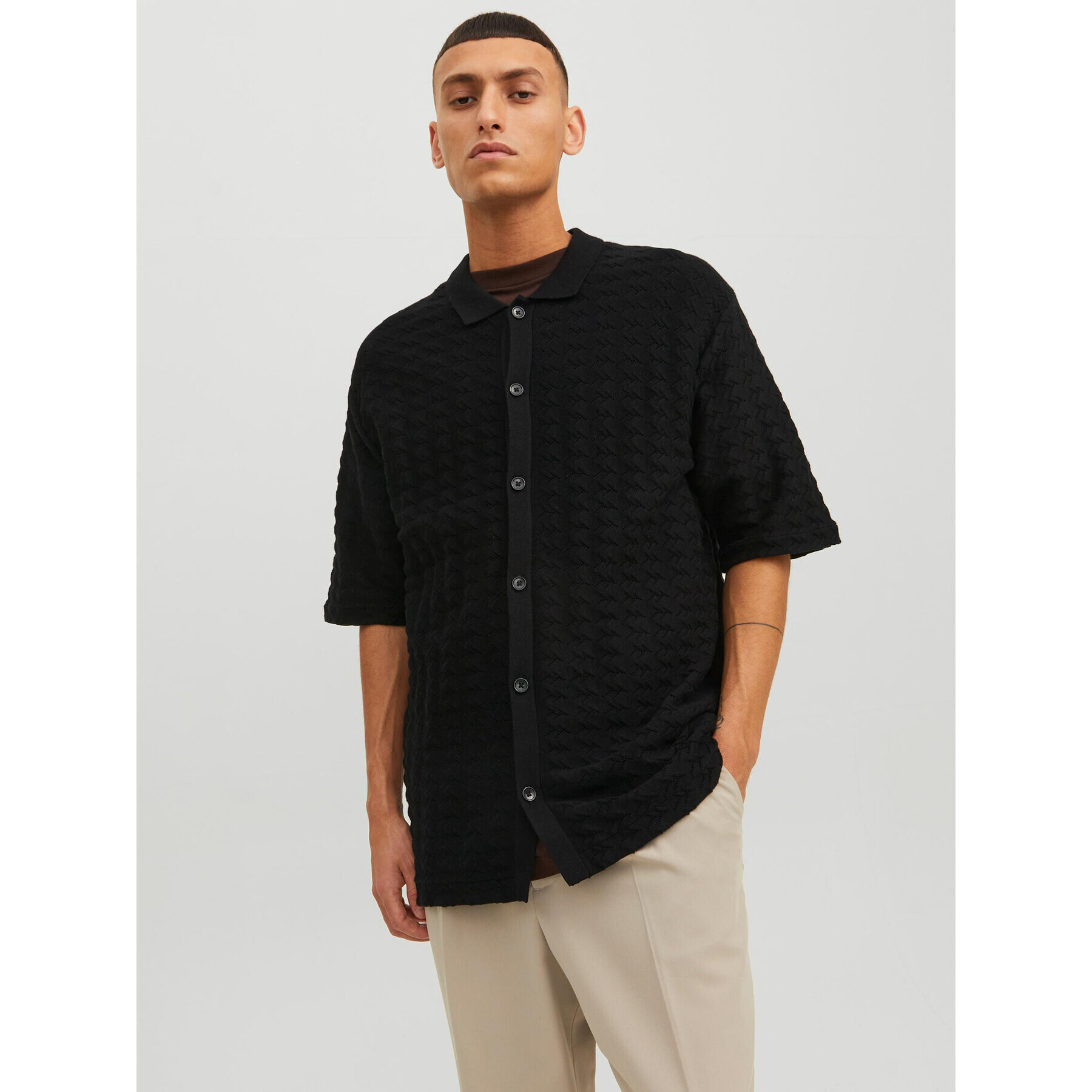 Jack&Jones Kardigán Belmont 12234327 Čierna Relaxed Fit - Pepit.sk