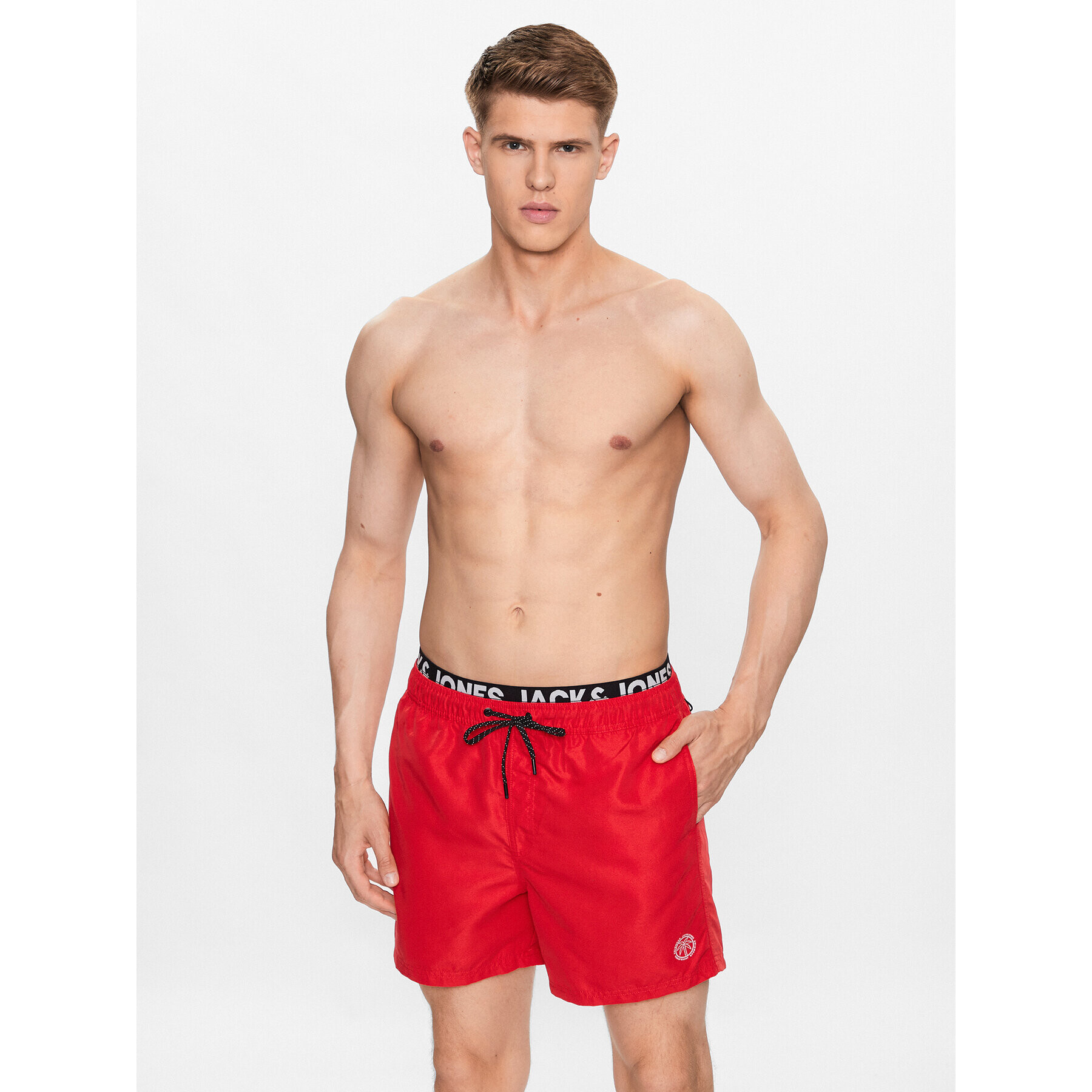 Jack&Jones Plavecké šortky 12227254 Červená Regular Fit - Pepit.sk