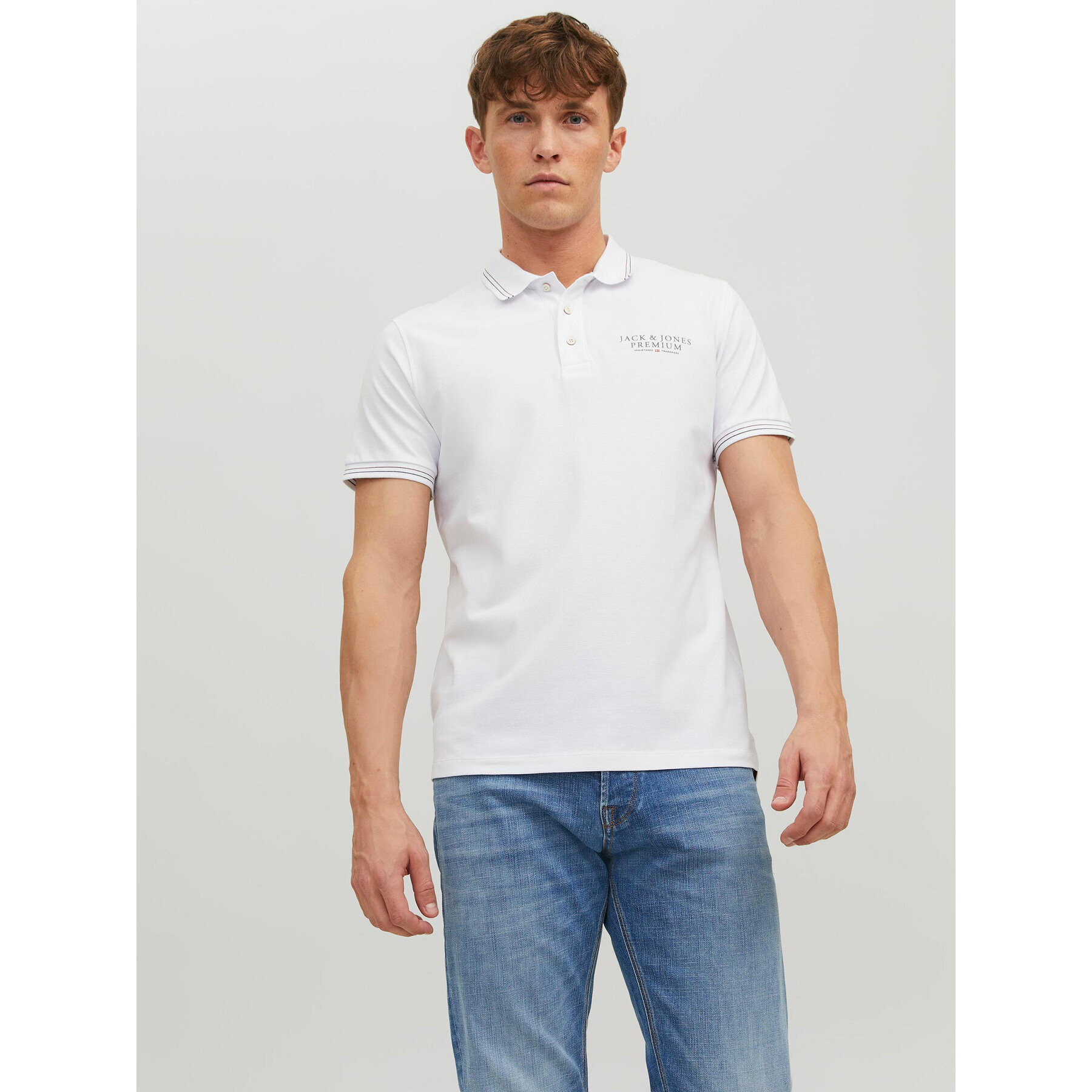 Jack&Jones Polokošeľa 12228843 Biela Regular Fit - Pepit.sk