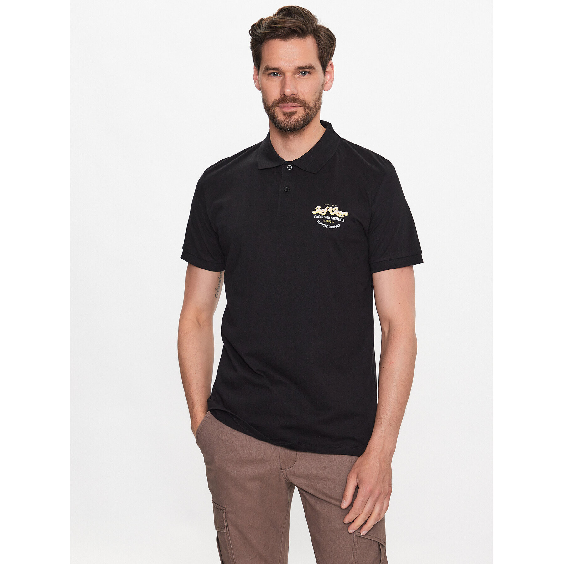 Jack&Jones Polokošeľa Andy 12223714 Čierna Regular Fit - Pepit.sk