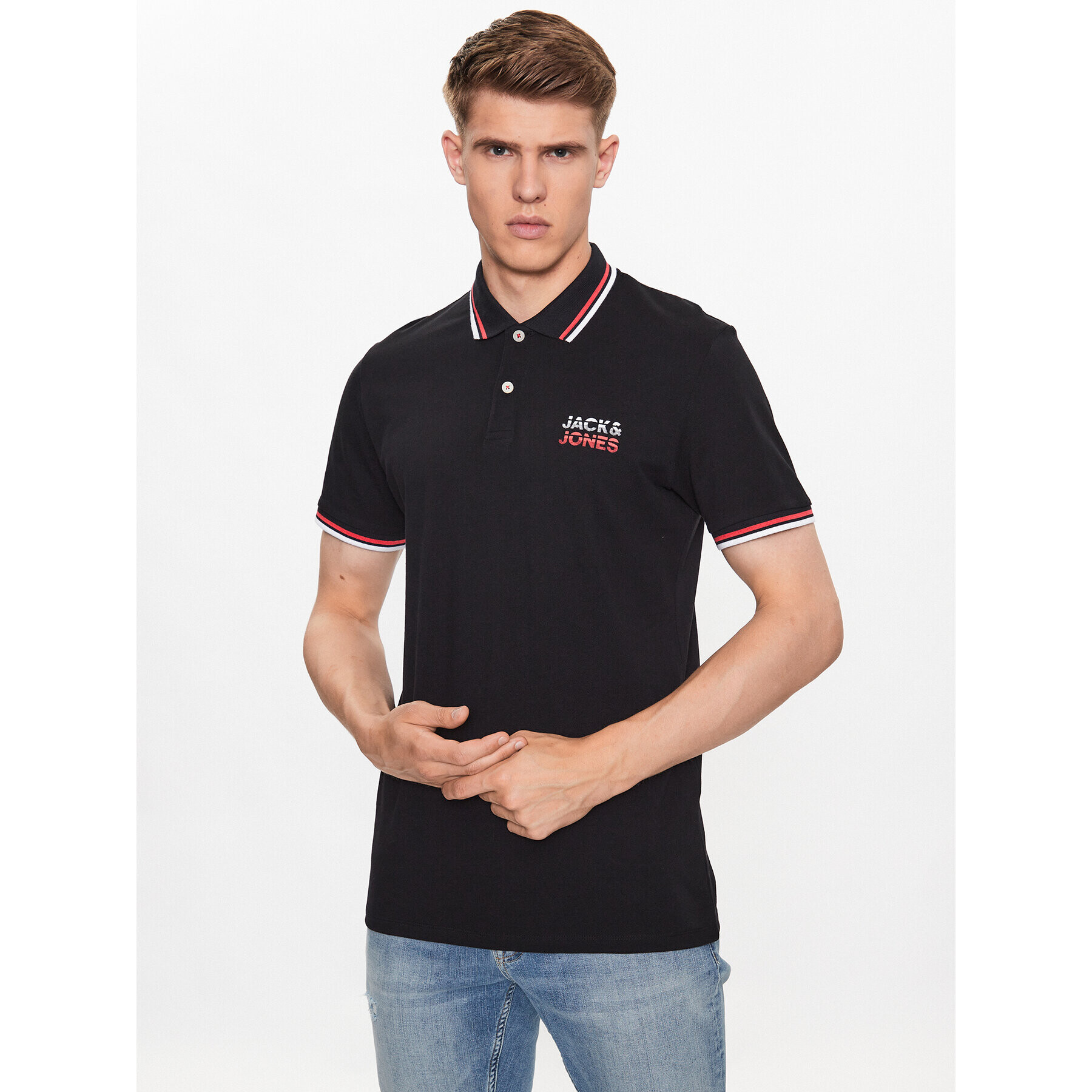 Jack&Jones Polokošeľa Atlas 12221012 Čierna Regular Fit - Pepit.sk