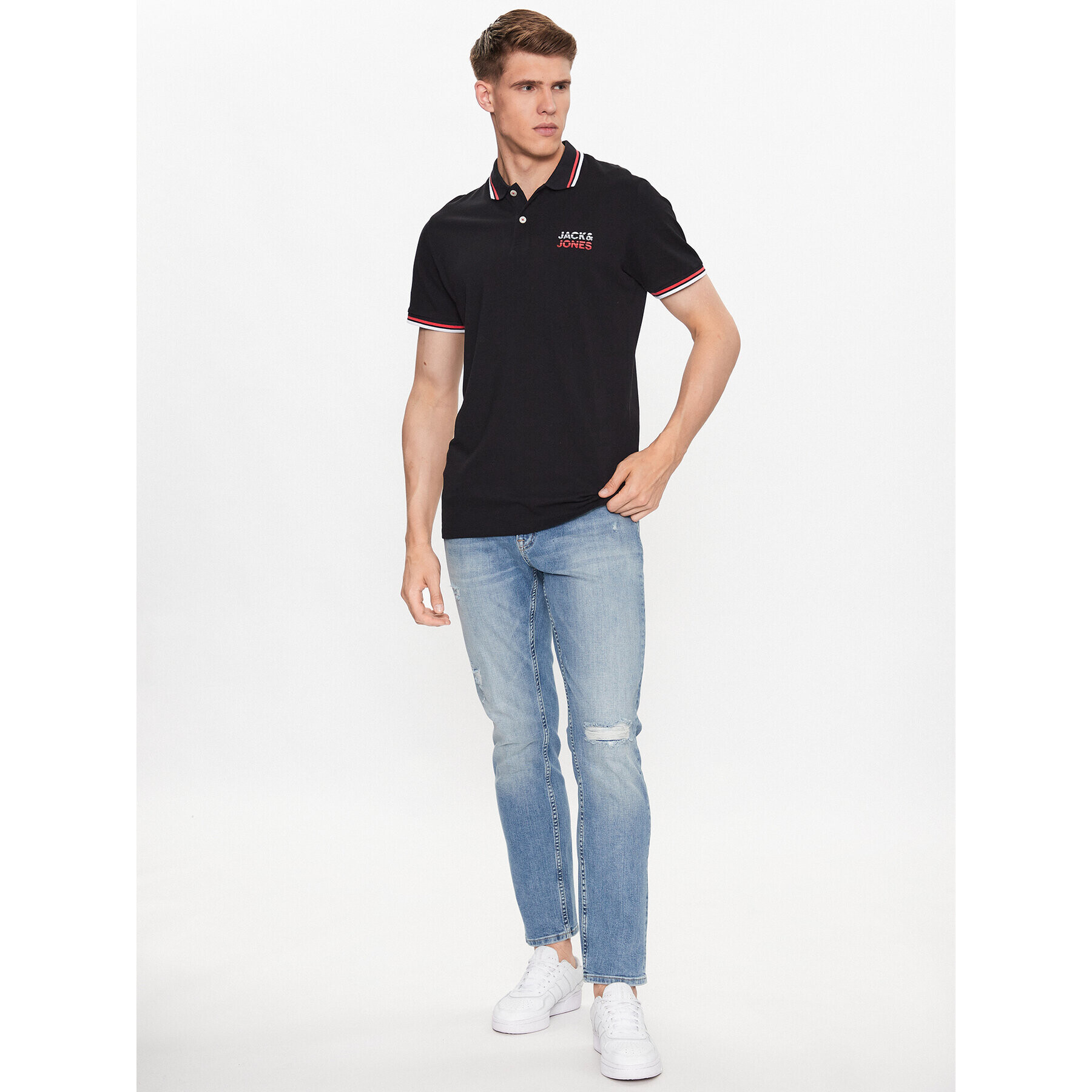 Jack&Jones Polokošeľa Atlas 12221012 Čierna Regular Fit - Pepit.sk