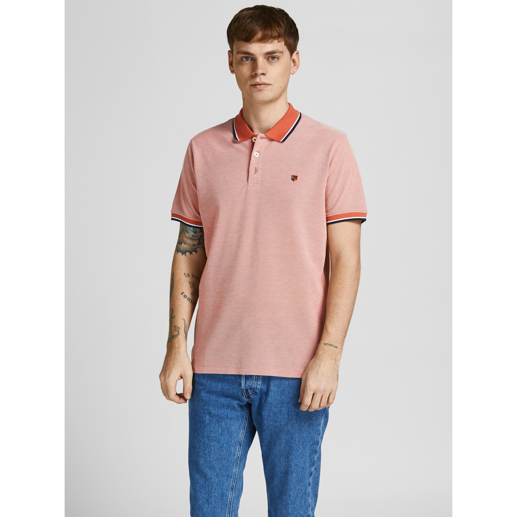 Jack&Jones Polokošeľa Bluwin 12169064 Červená Regular Fit - Pepit.sk