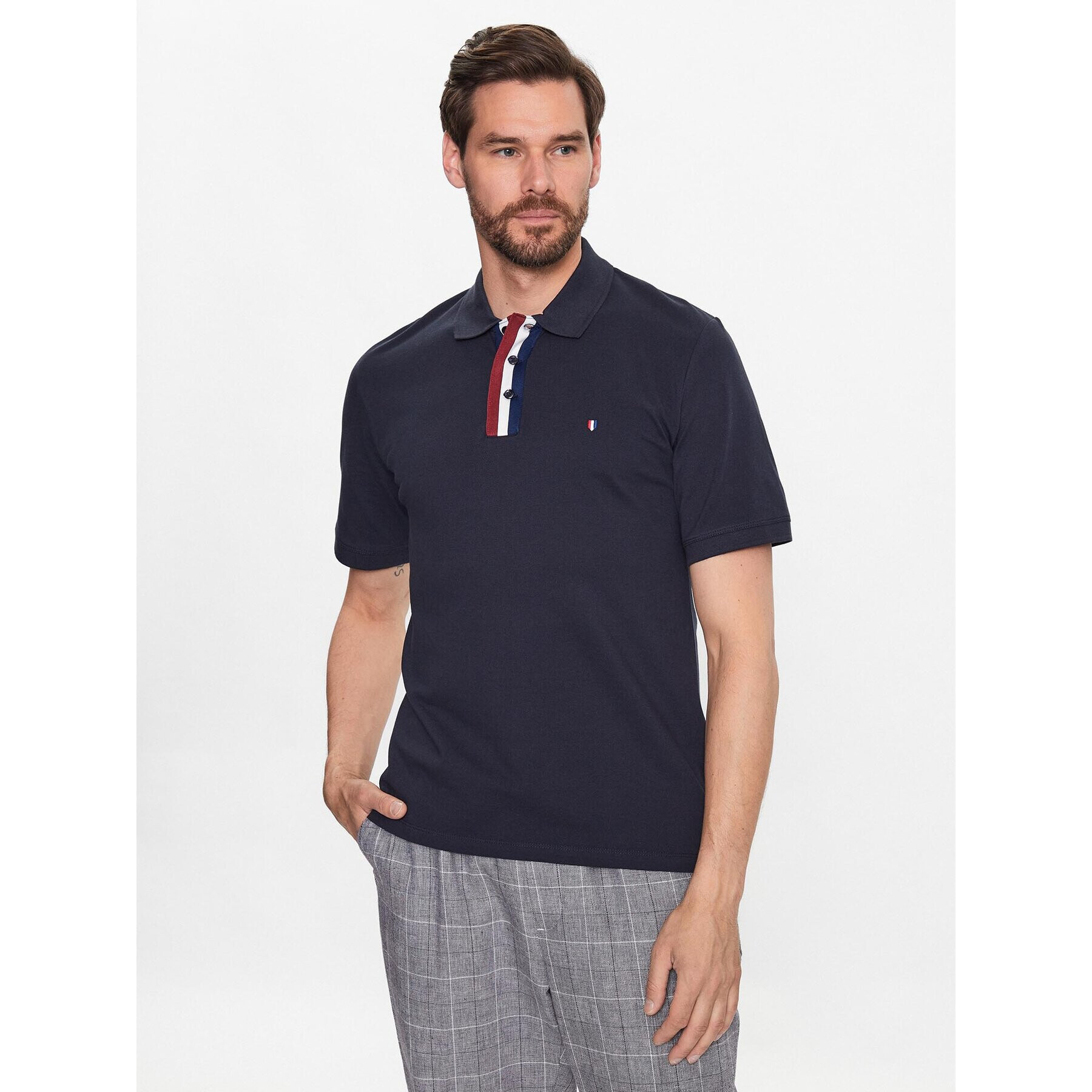 Jack&Jones Polokošeľa Drake 12229481 Tmavomodrá Regular Fit - Pepit.sk