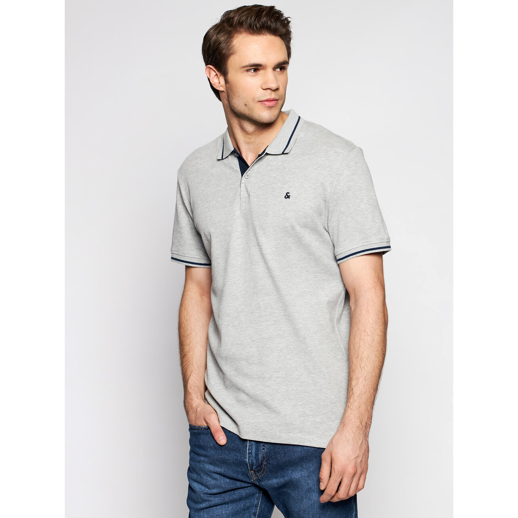 Jack&Jones Polokošeľa Jersey 12180891 Sivá Regular Fit - Pepit.sk