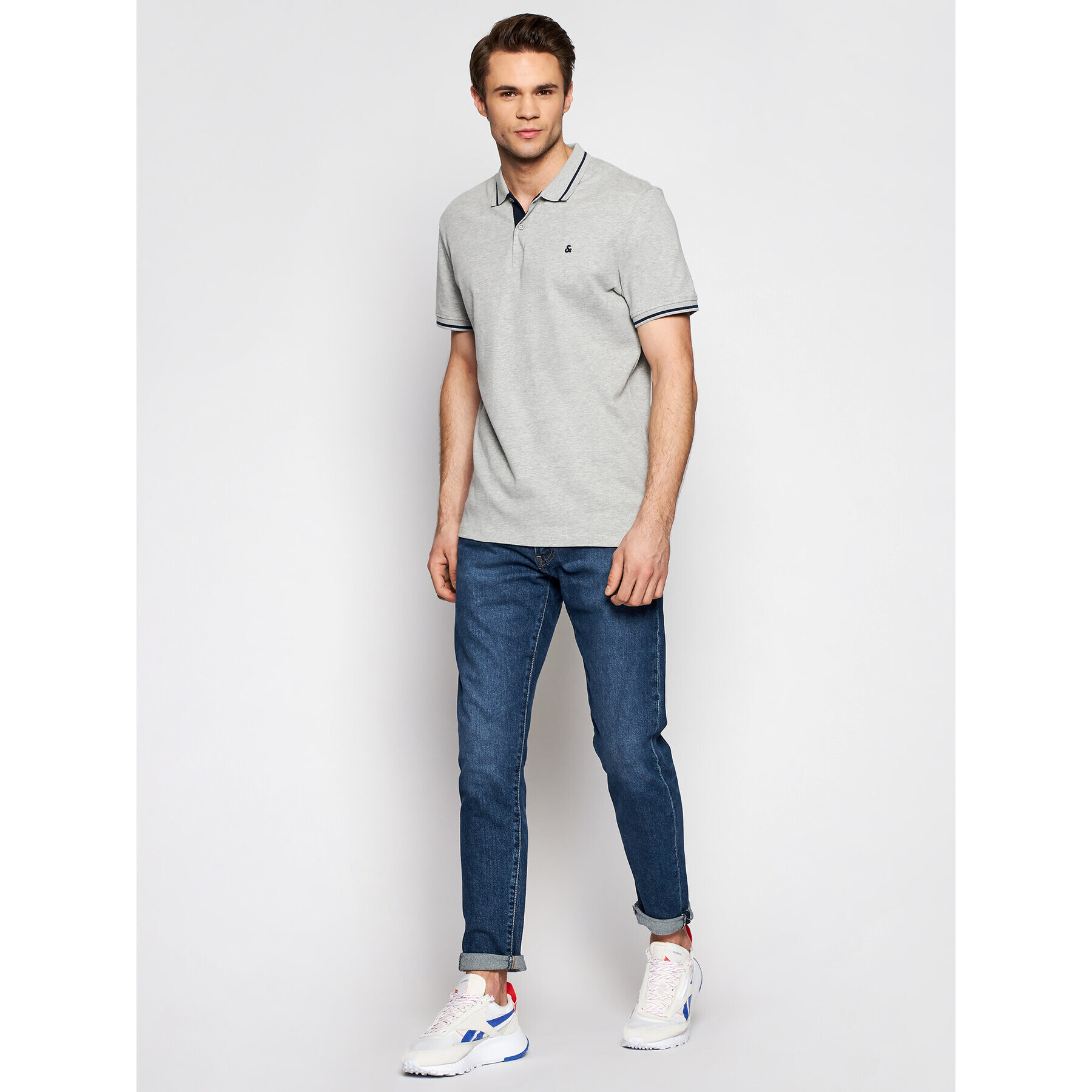 Jack&Jones Polokošeľa Jersey 12180891 Sivá Regular Fit - Pepit.sk