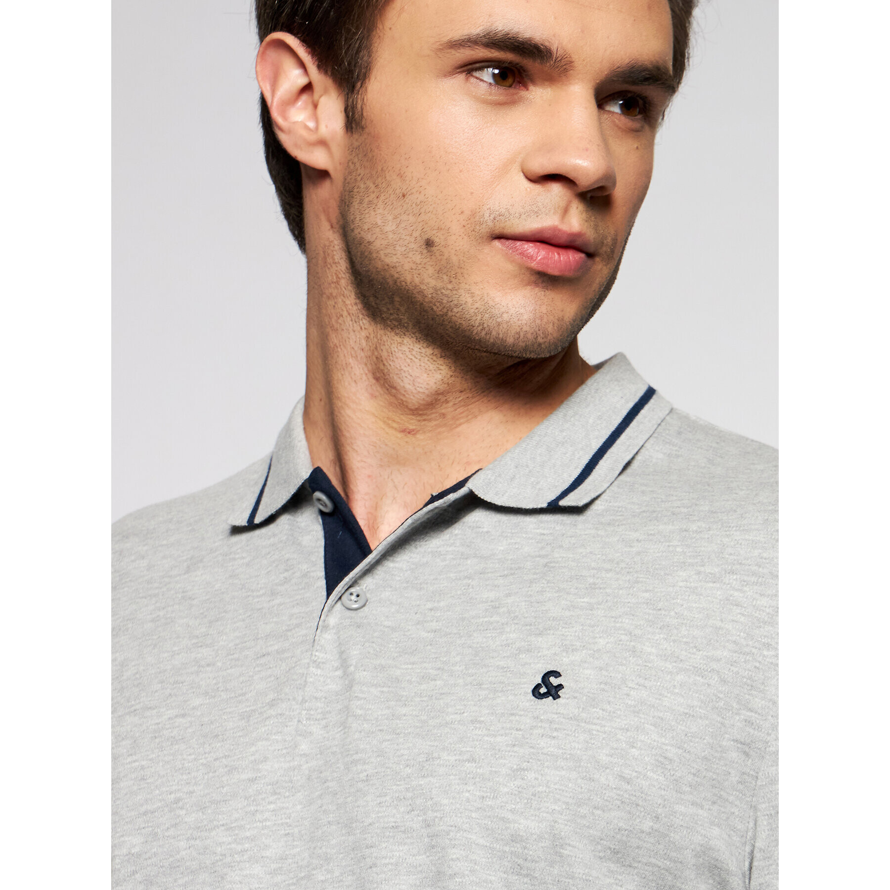 Jack&Jones Polokošeľa Jersey 12180891 Sivá Regular Fit - Pepit.sk