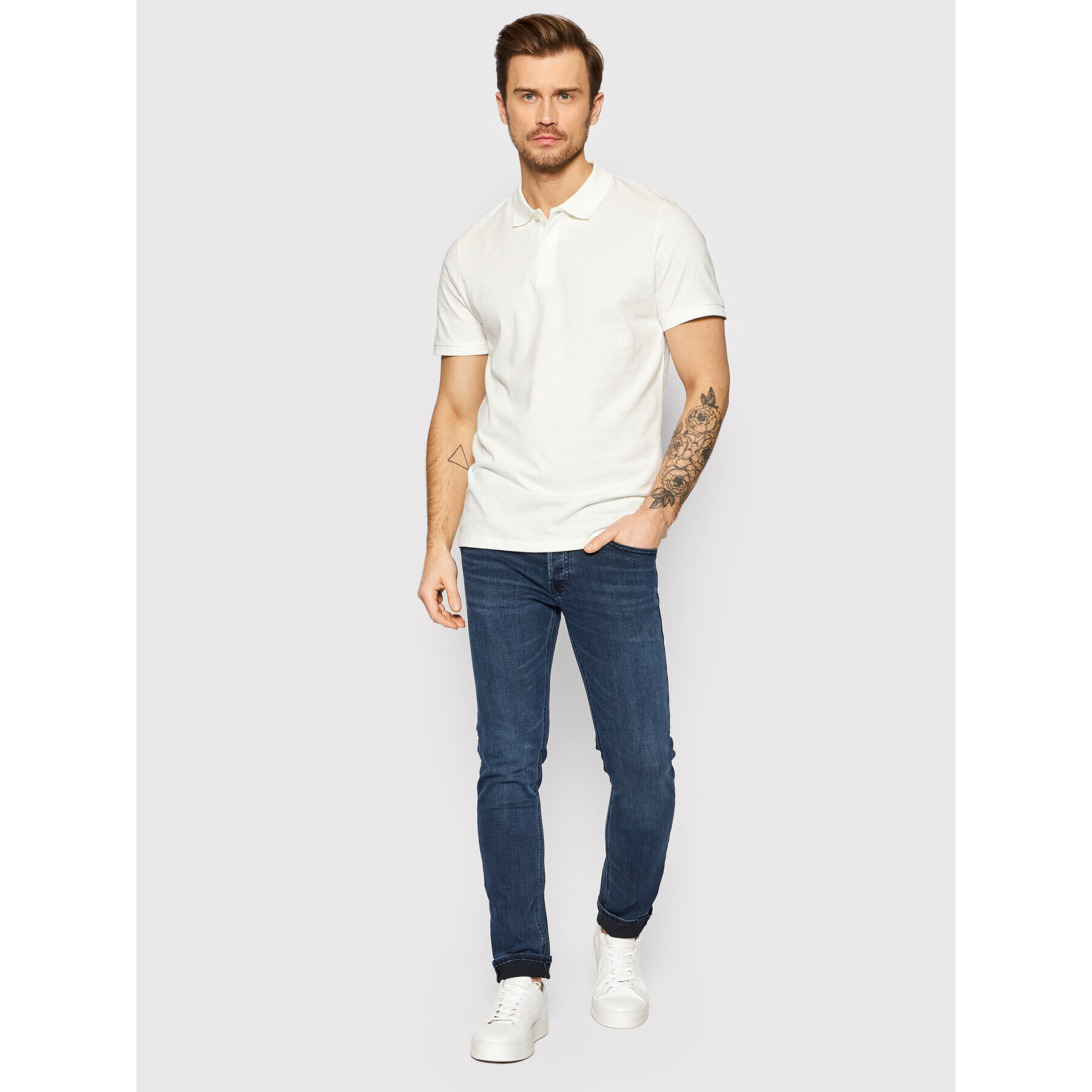 Jack&Jones Polokošeľa Linen Basic 12199714 Biela Regular Fit - Pepit.sk