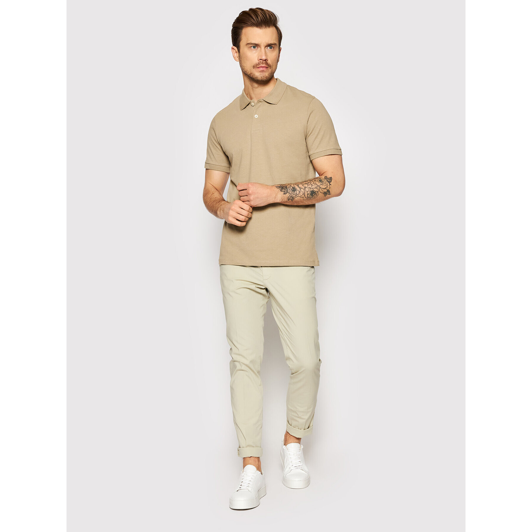 Jack&Jones Polokošeľa Linen Basic 12199714 Hnedá Regular Fit - Pepit.sk