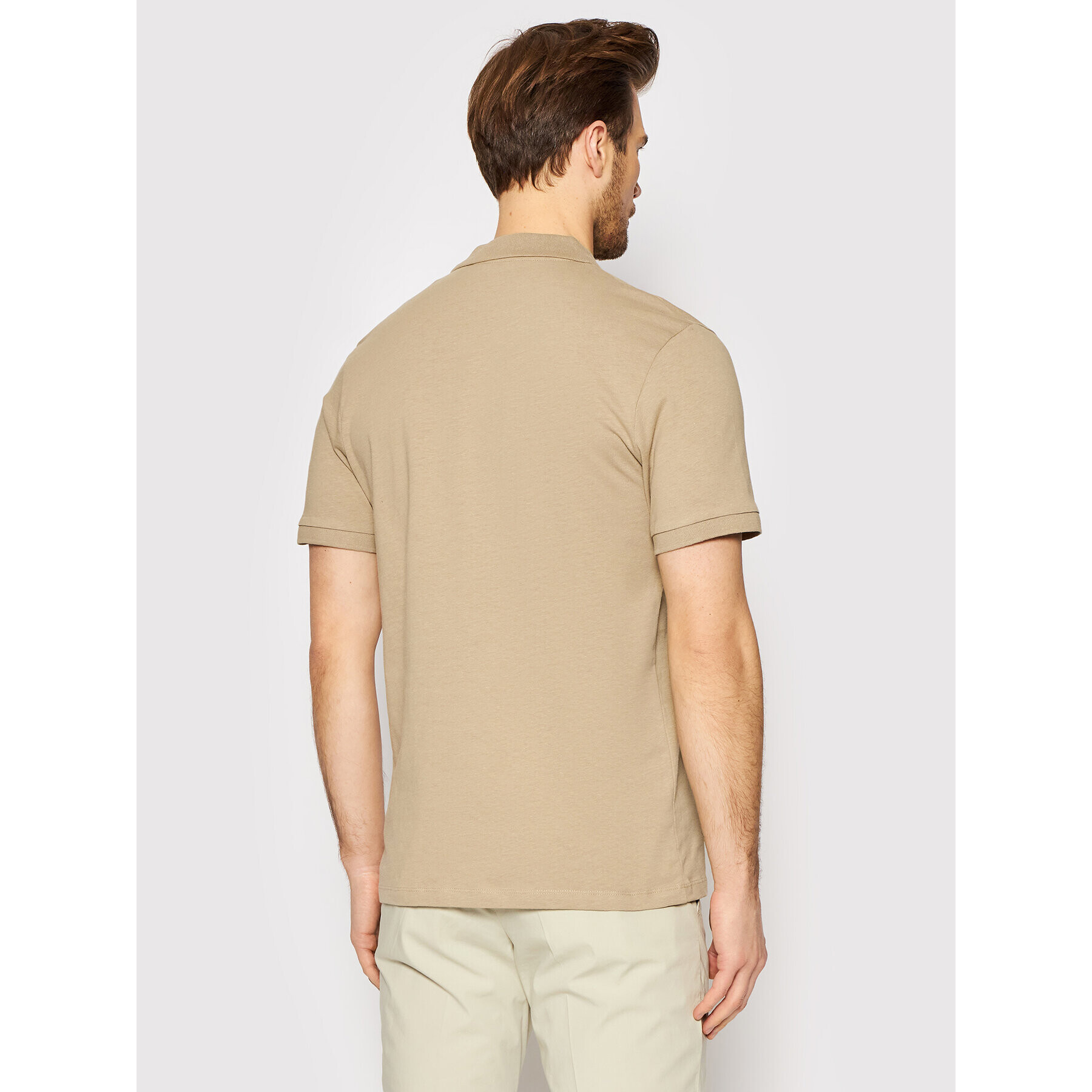 Jack&Jones Polokošeľa Linen Basic 12199714 Hnedá Regular Fit - Pepit.sk