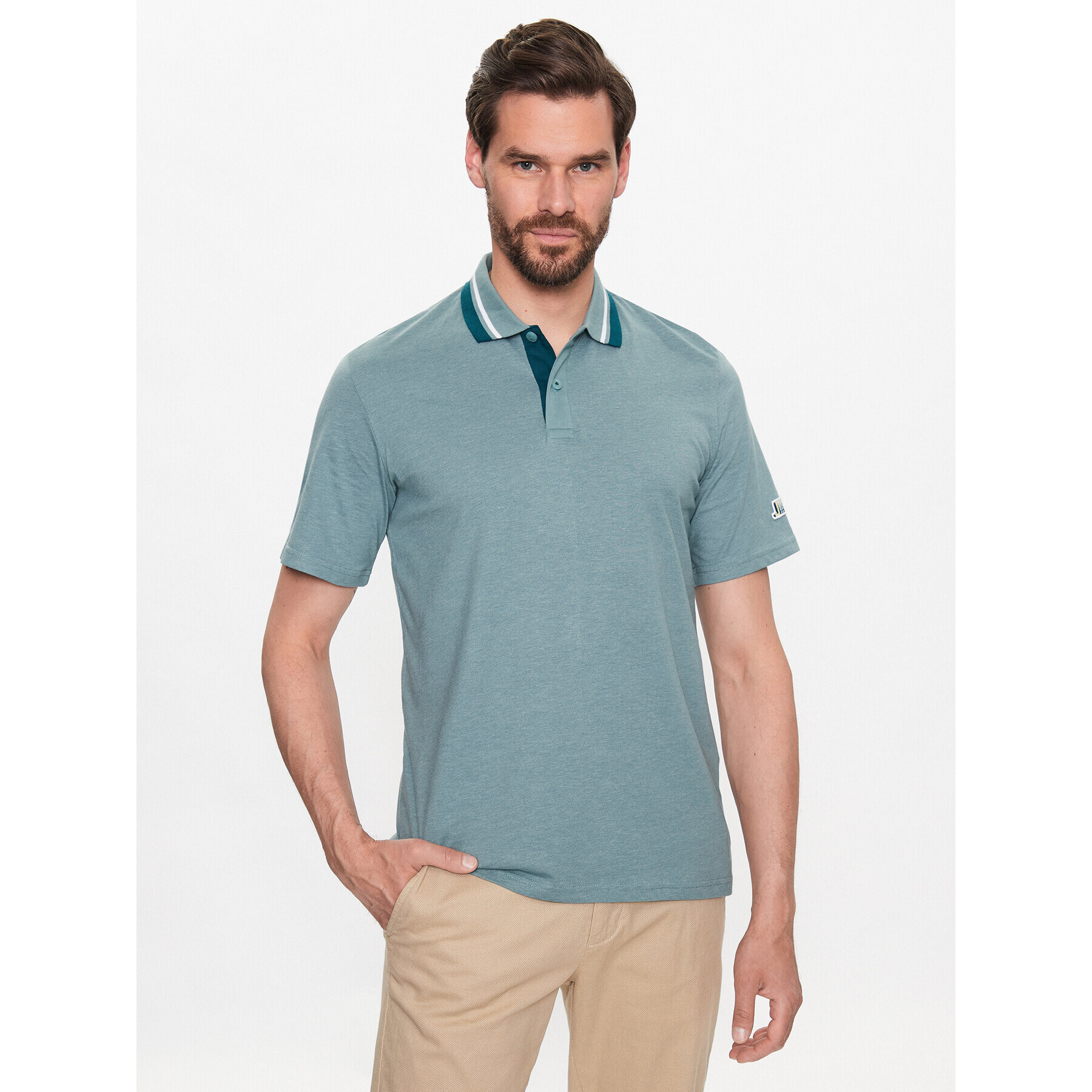 Jack&Jones Polokošeľa Logan 12229420 Zelená Standard Fit - Pepit.sk