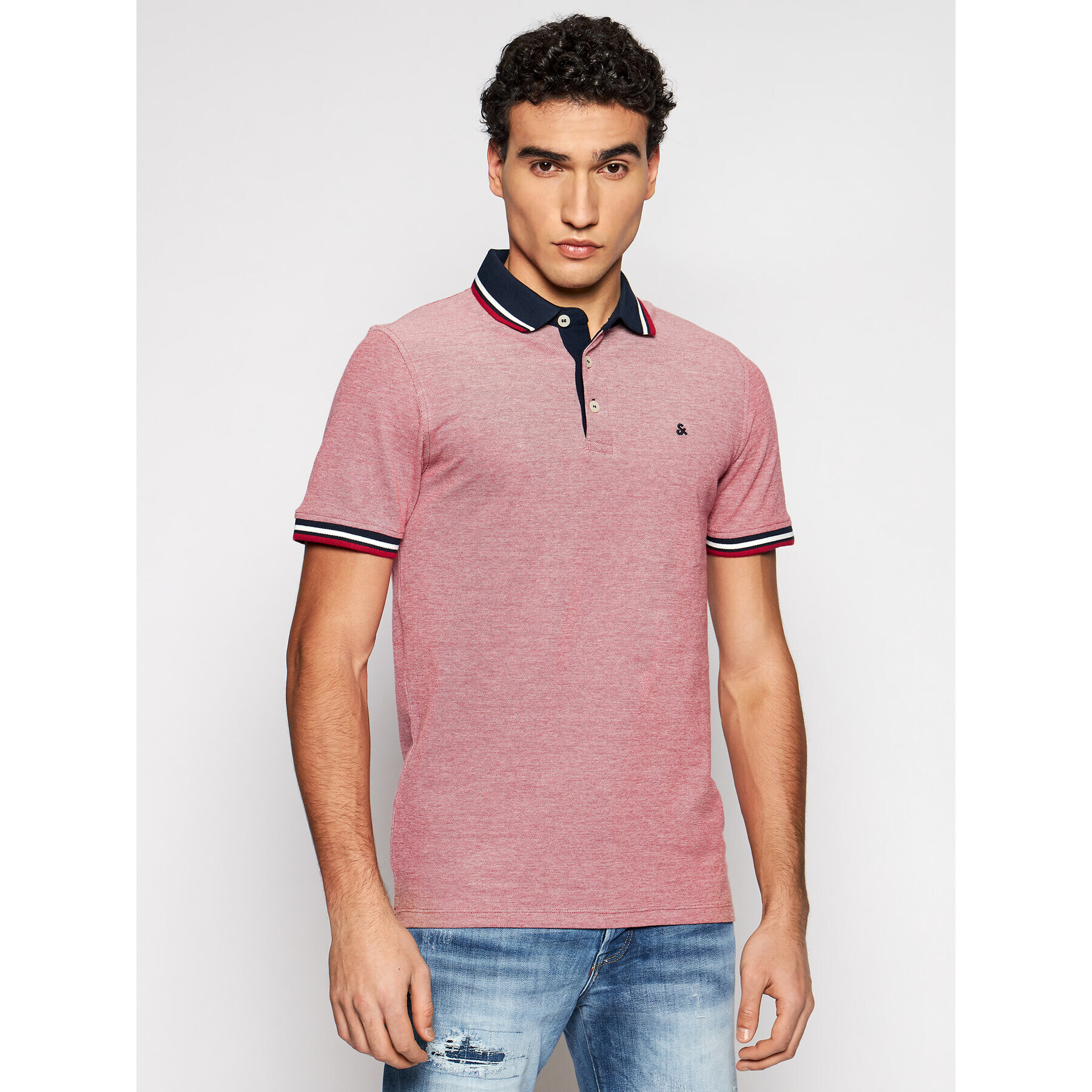 Jack&Jones Polokošeľa Paulos 12136668 Červená Slim Fit - Pepit.sk