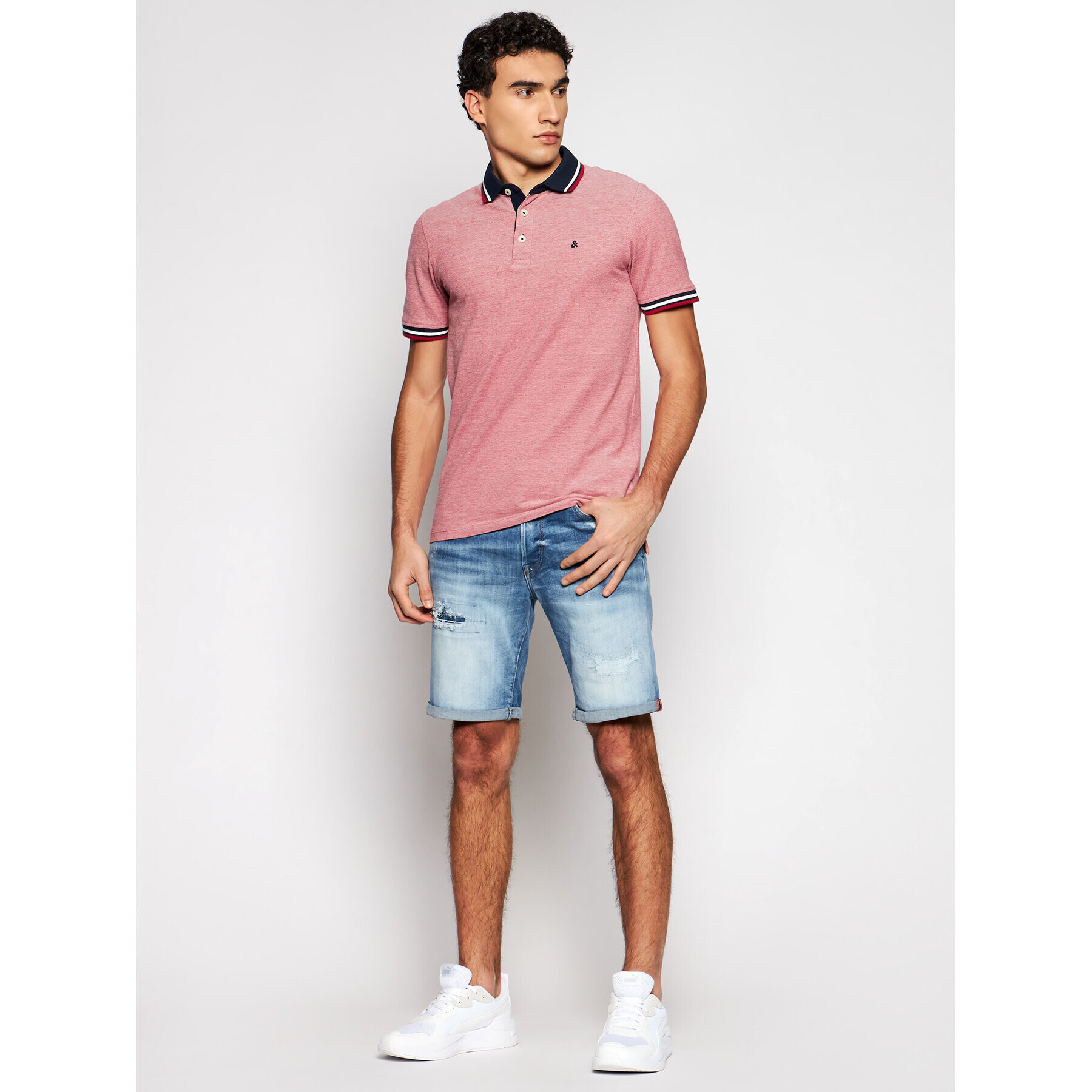 Jack&Jones Polokošeľa Paulos 12136668 Červená Slim Fit - Pepit.sk