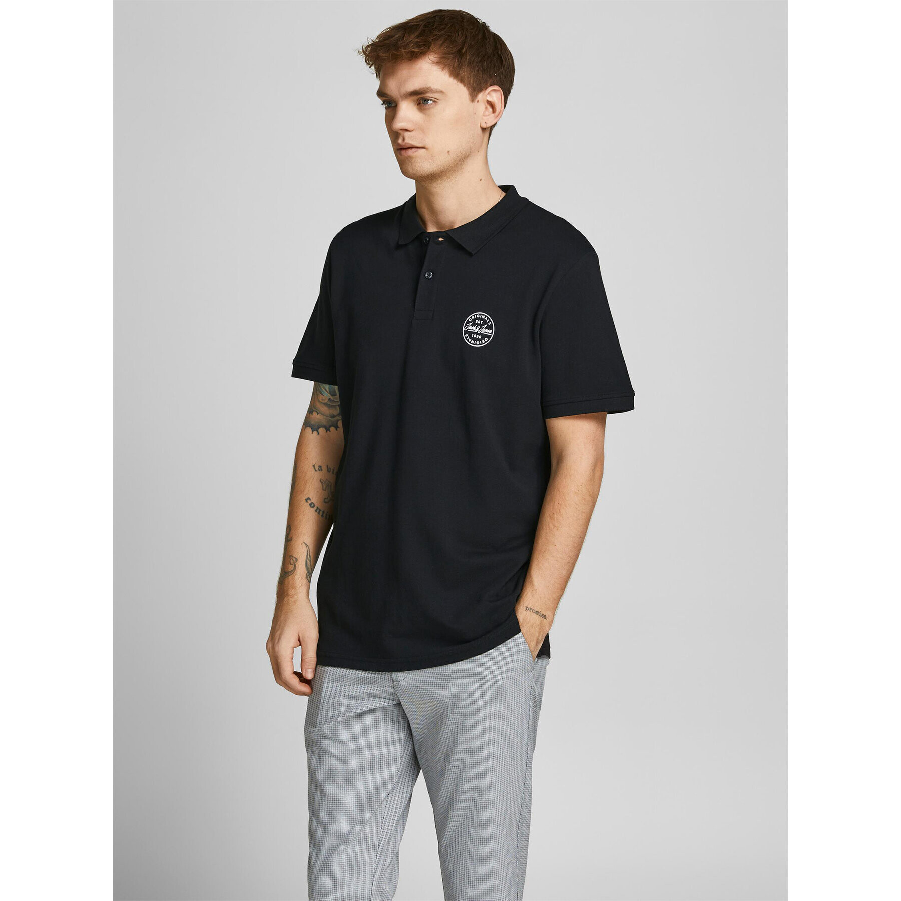 Jack&Jones Polokošeľa Shark 12205025 Čierna Slim Fit - Pepit.sk