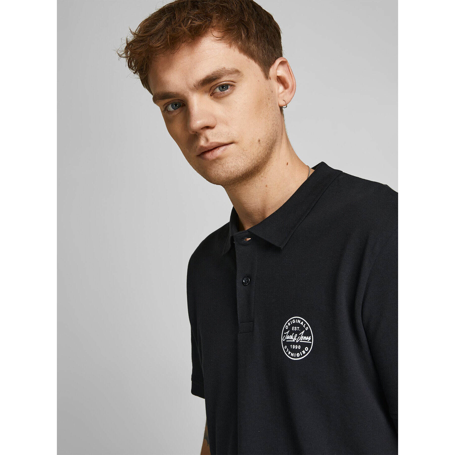 Jack&Jones Polokošeľa Shark 12205025 Čierna Slim Fit - Pepit.sk