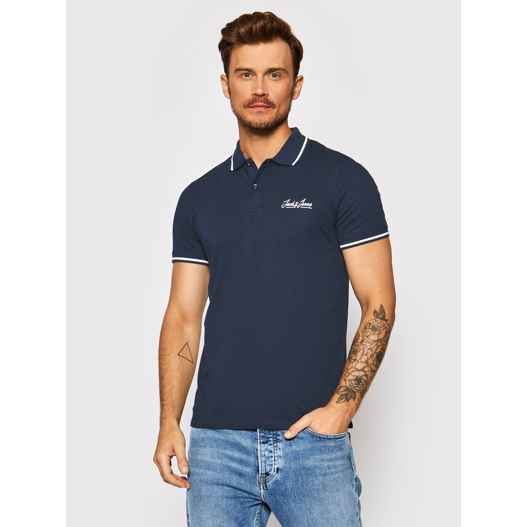 Jack&Jones Polokošeľa Tons 12186778 Tmavomodrá Regular Fit - Pepit.sk