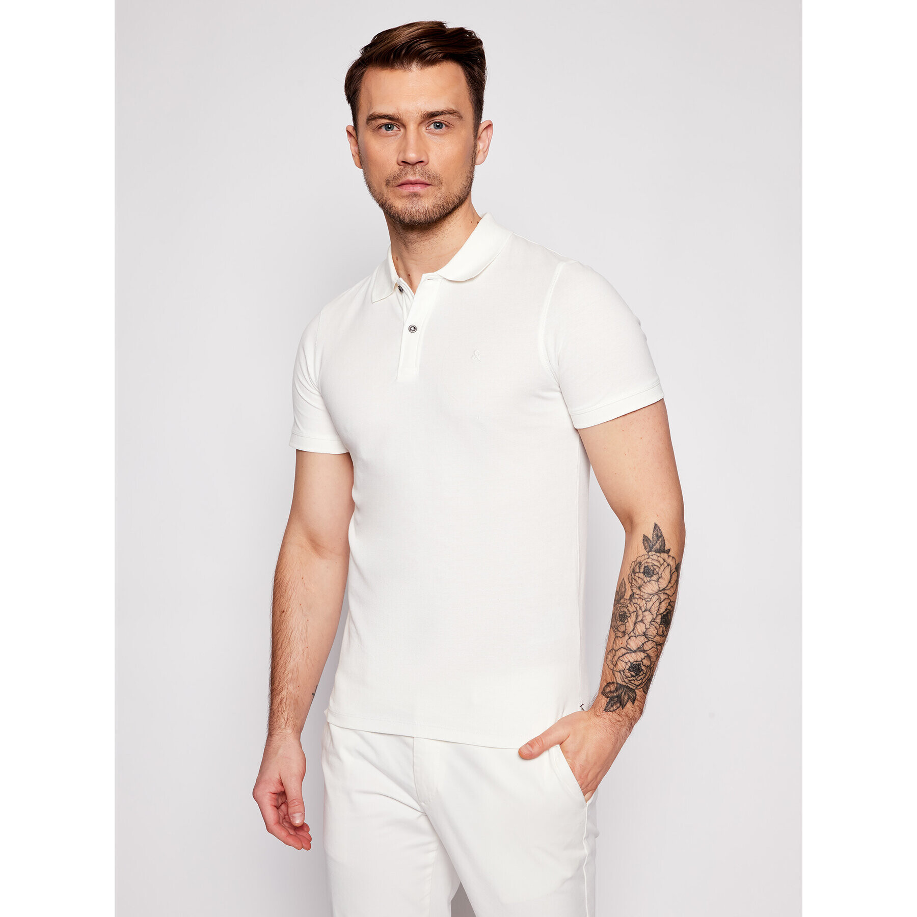 Jack&Jones Polokošeľa Washed Polo 12180890 Biela Slim Fit - Pepit.sk