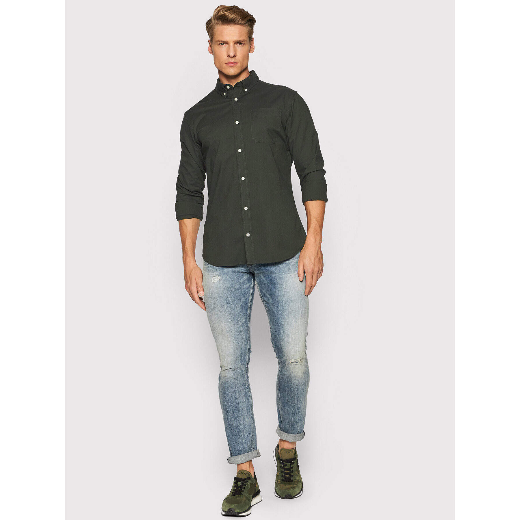 Jack&Jones PREMIUM Košeľa Brook Oxford 12192150 Zelená Slim Fit - Pepit.sk