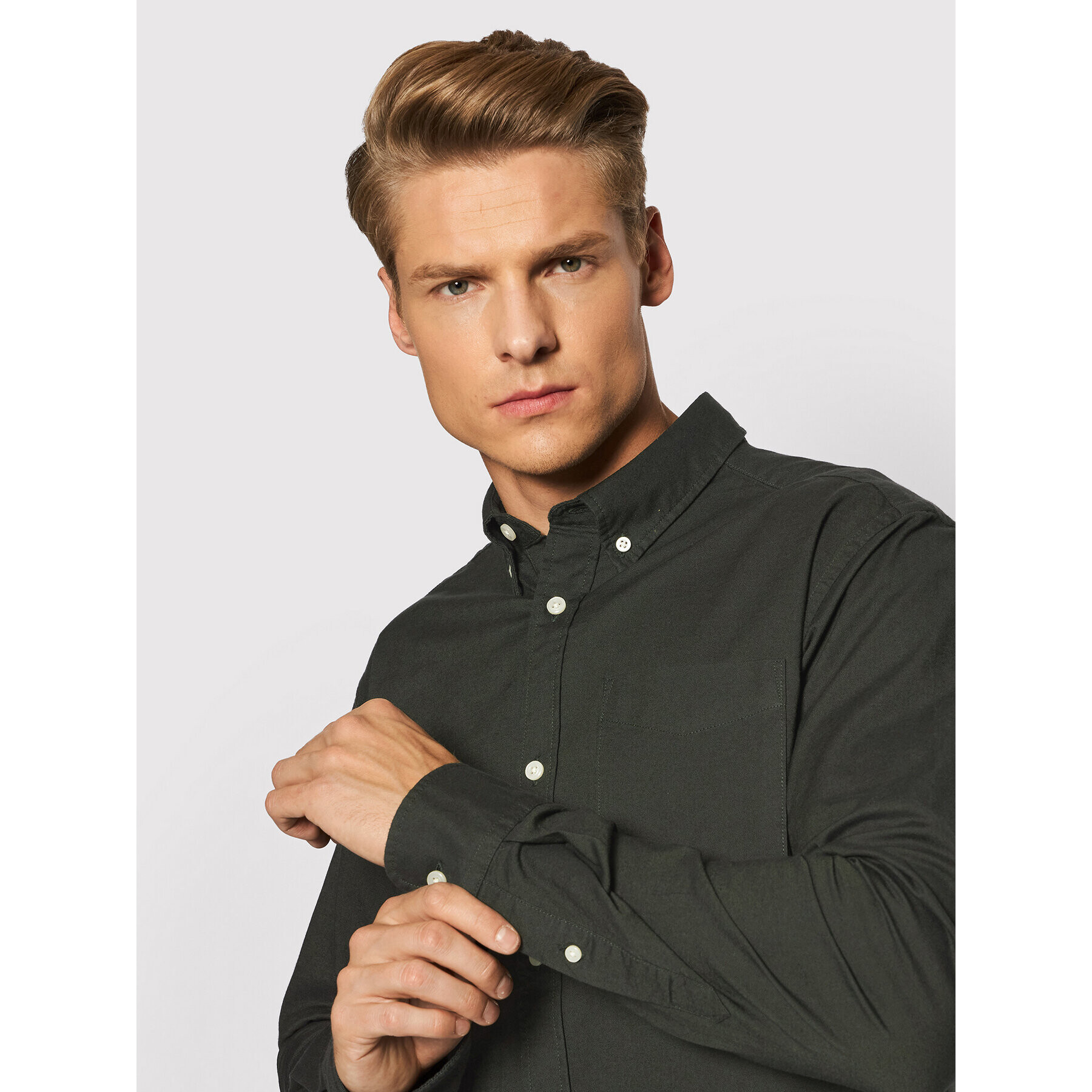 Jack&Jones PREMIUM Košeľa Brook Oxford 12192150 Zelená Slim Fit - Pepit.sk