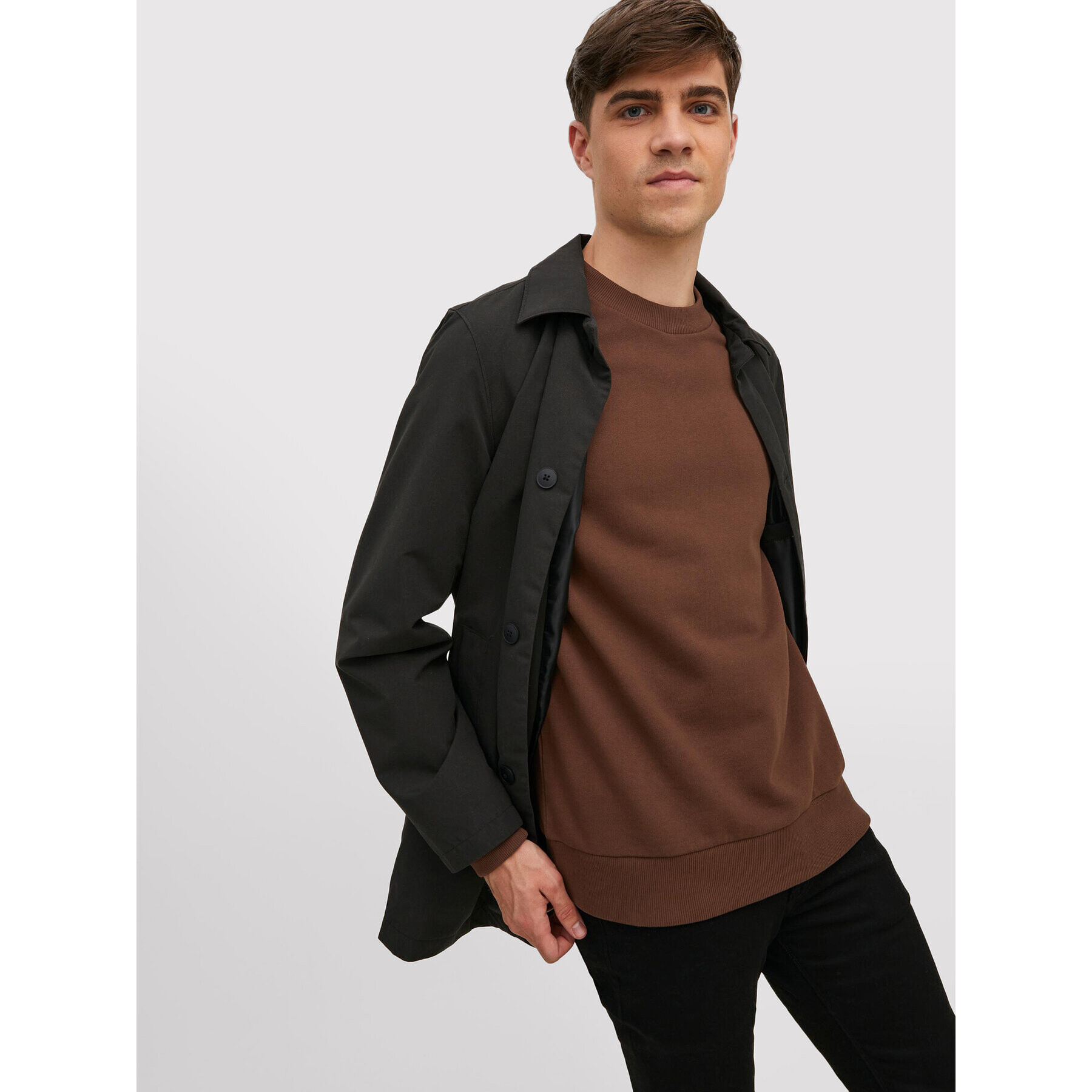 Jack&Jones PREMIUM Mikina Blakam 12206439 Hnedá Oversize - Pepit.sk