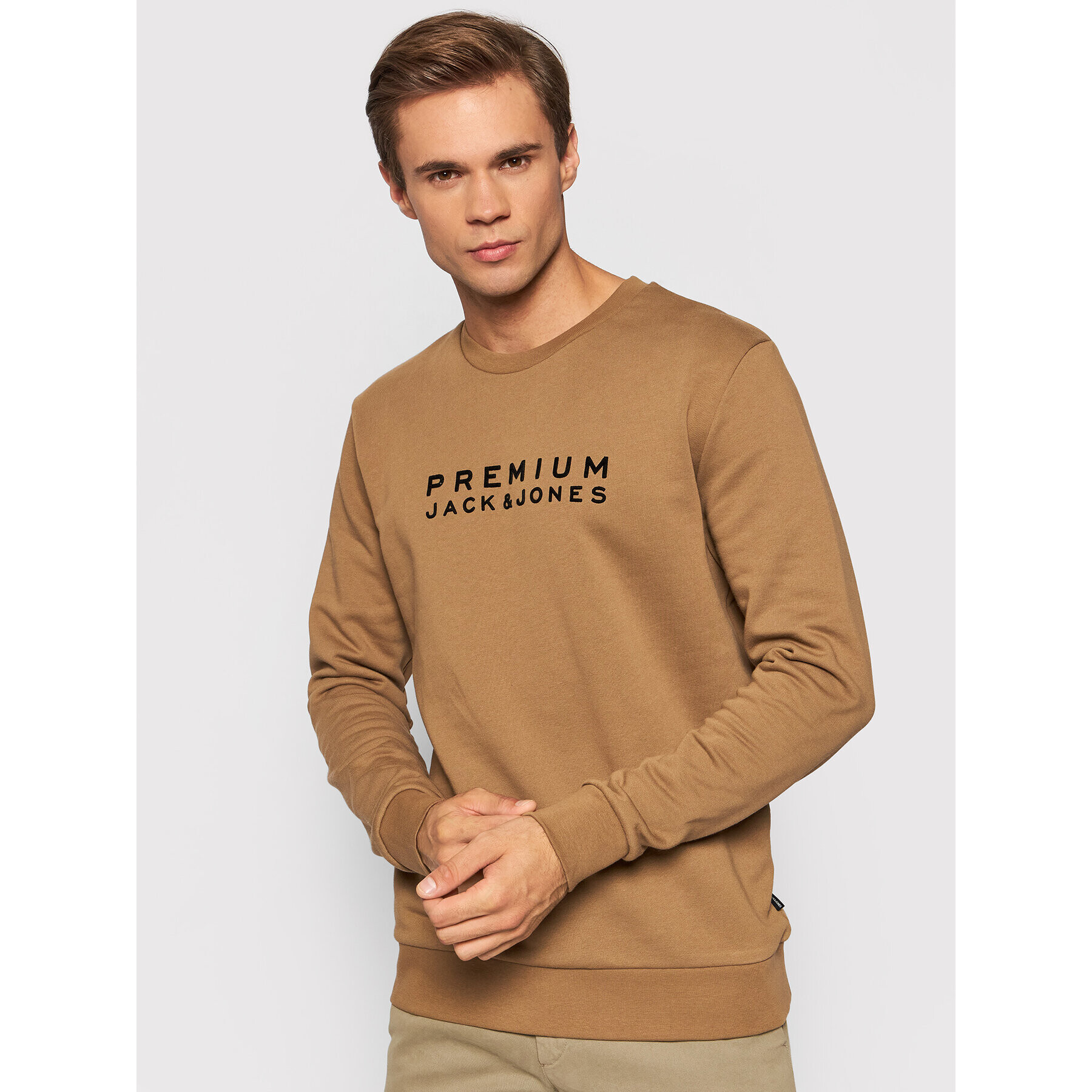 Jack&Jones PREMIUM Mikina Blalogo 12195086 Hnedá Regular Fit - Pepit.sk