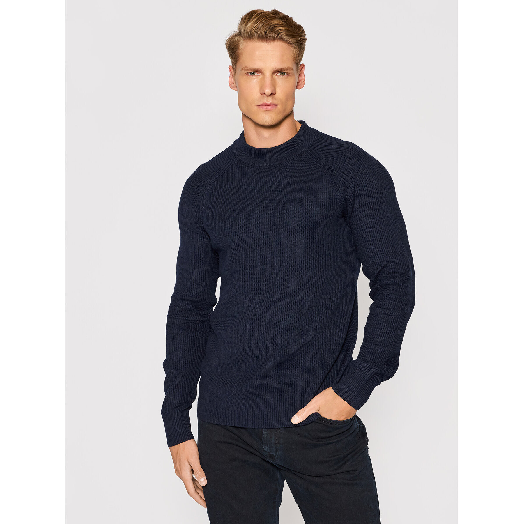 Jack&Jones PREMIUM Sveter Perfect 12193517 Tmavomodrá Regular Fit - Pepit.sk