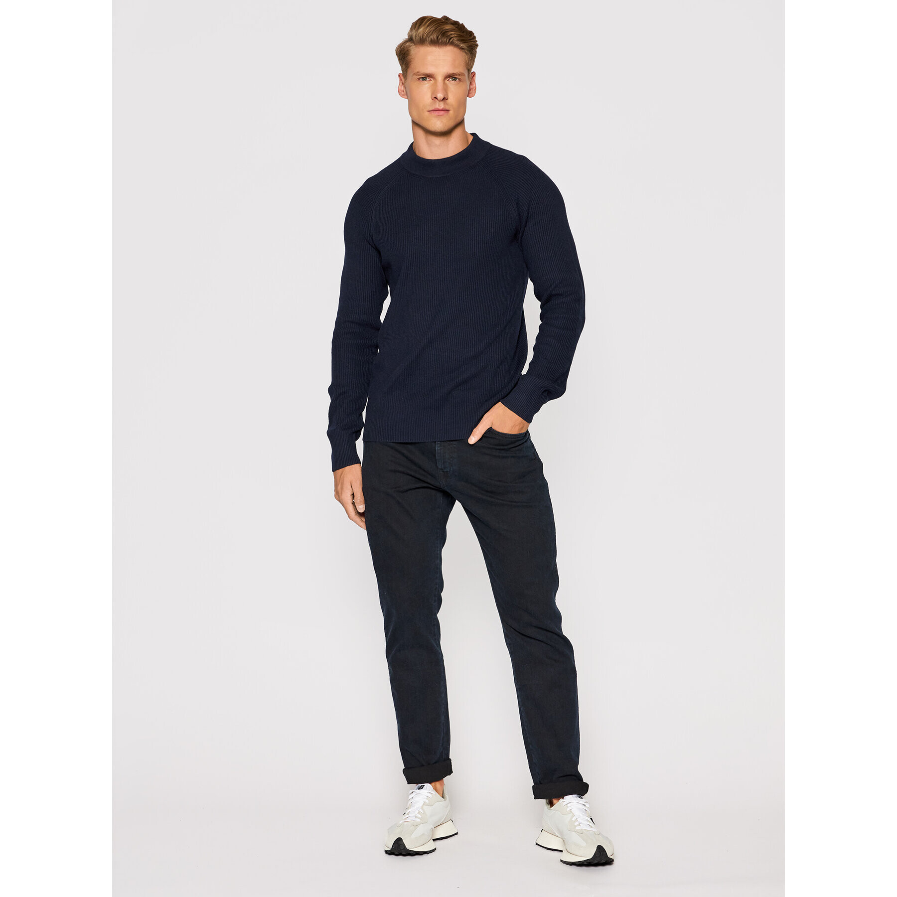 Jack&Jones PREMIUM Sveter Perfect 12193517 Tmavomodrá Regular Fit - Pepit.sk