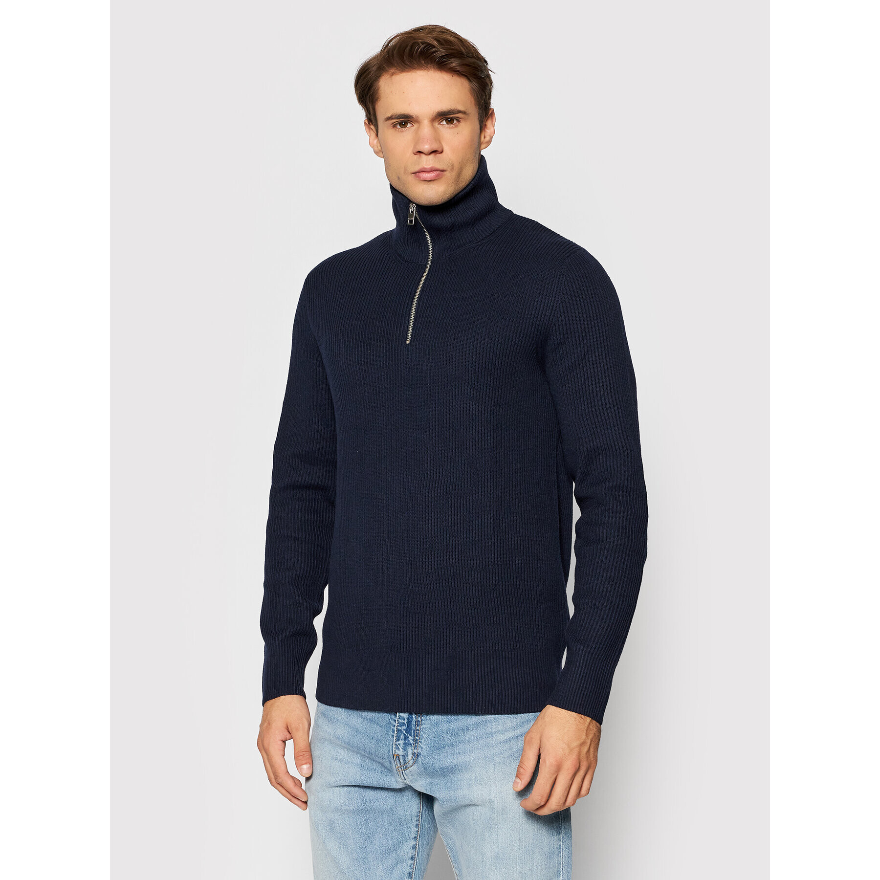 Jack&Jones PREMIUM Sveter Perfect 12193527 Tmavomodrá Regular Fit - Pepit.sk