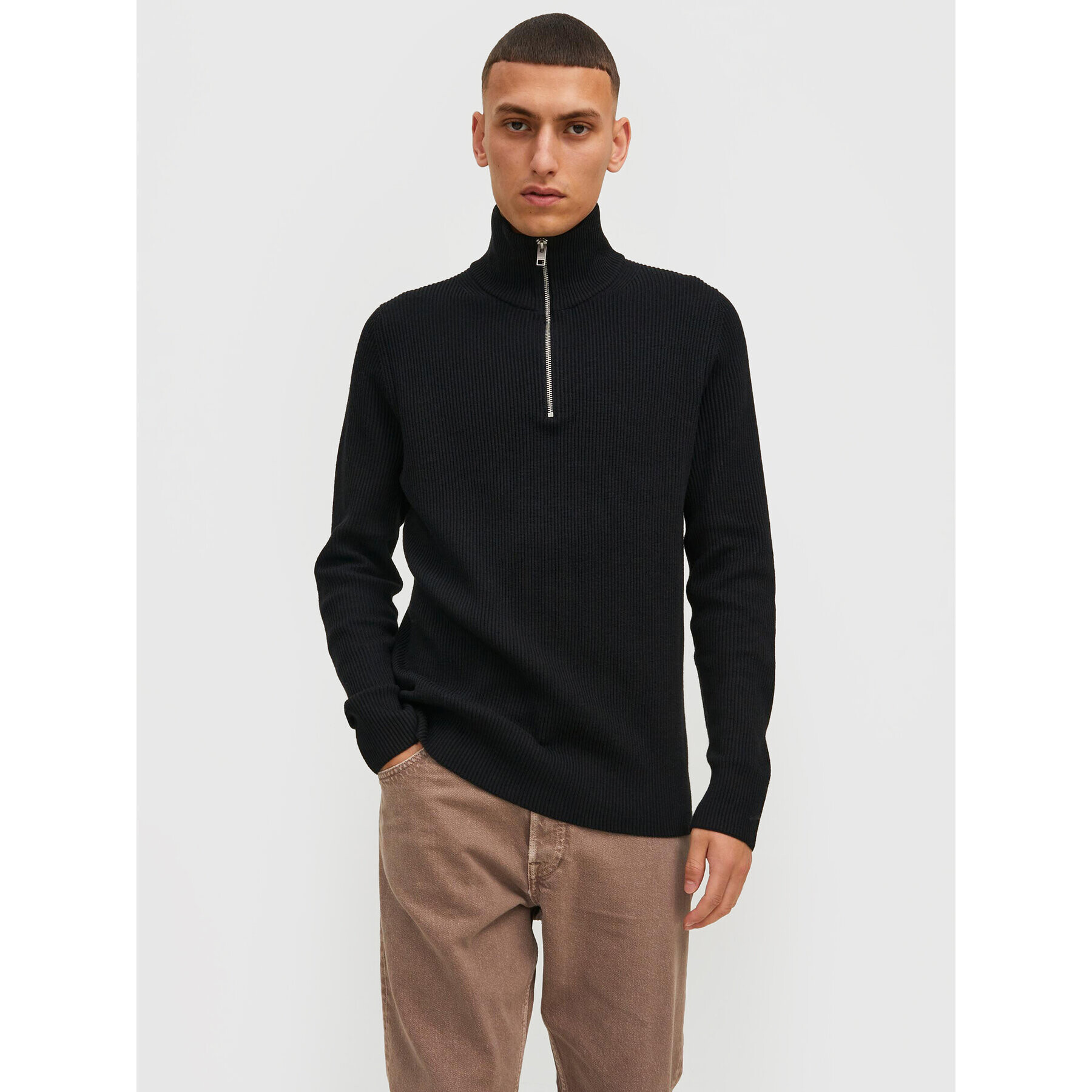 Jack&Jones PREMIUM Sveter Perfect 12216768 Čierna Regular Fit - Pepit.sk