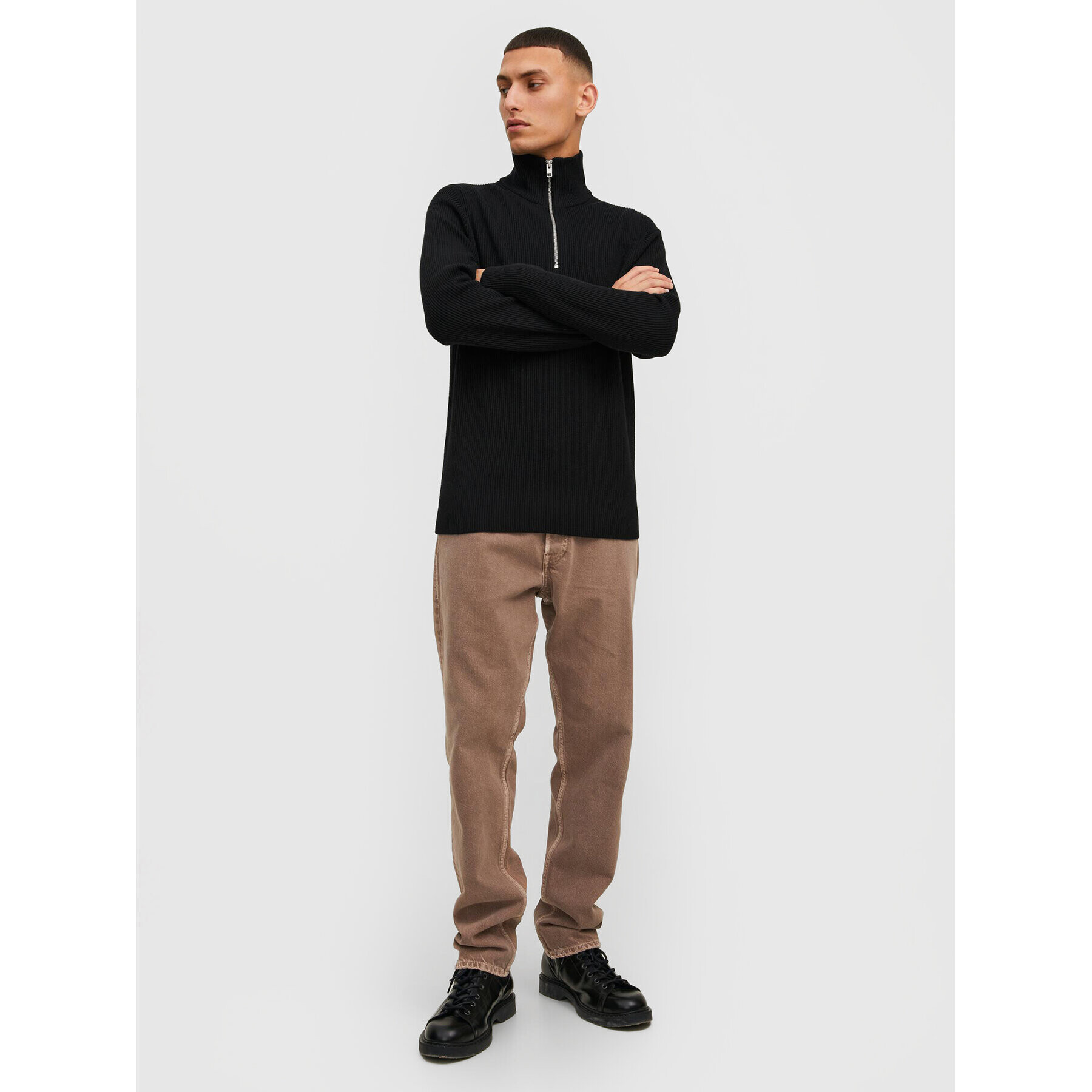 Jack&Jones PREMIUM Sveter Perfect 12216768 Čierna Regular Fit - Pepit.sk