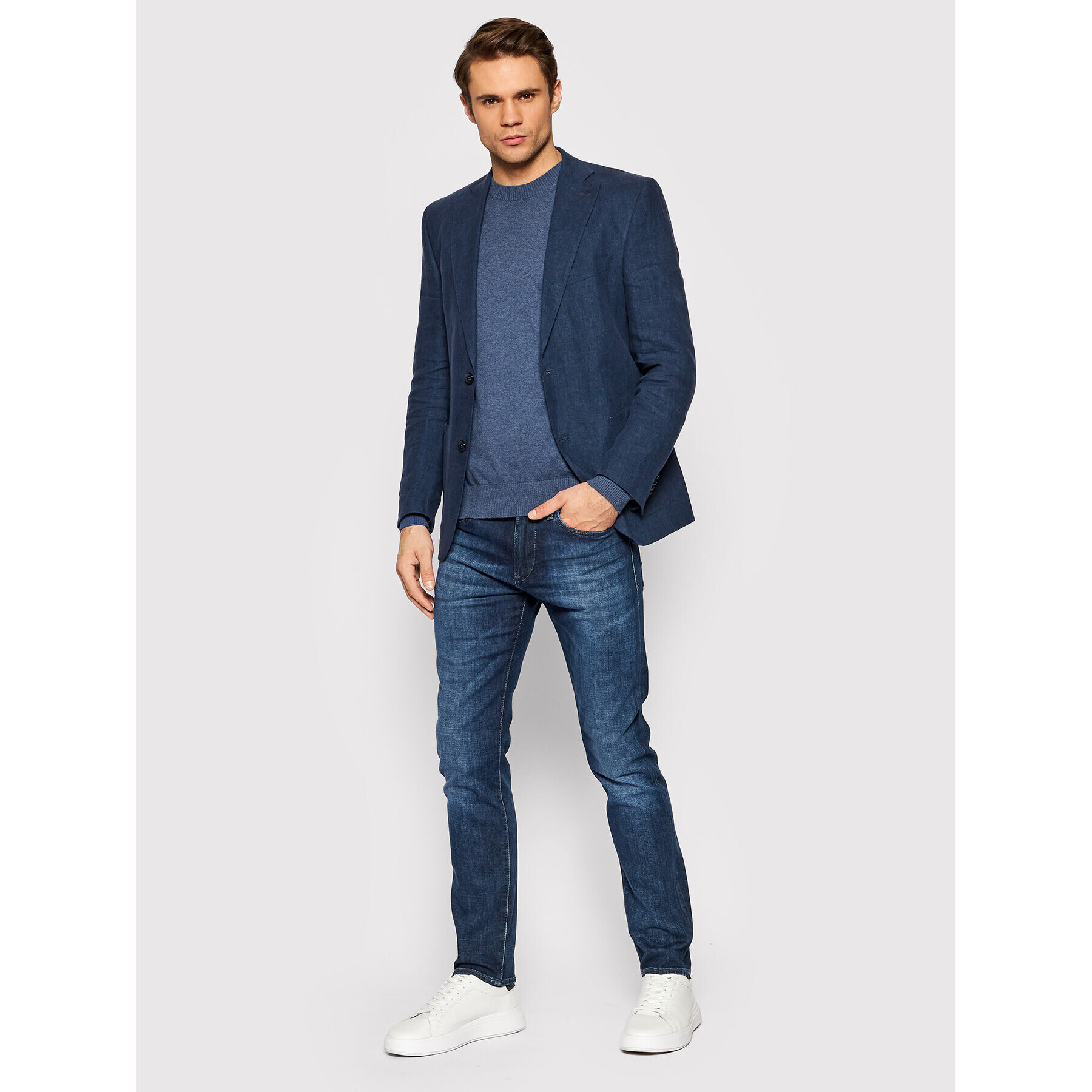 Jack&Jones PREMIUM Sveter Ray 12192311 Tmavomodrá Regular Fit - Pepit.sk