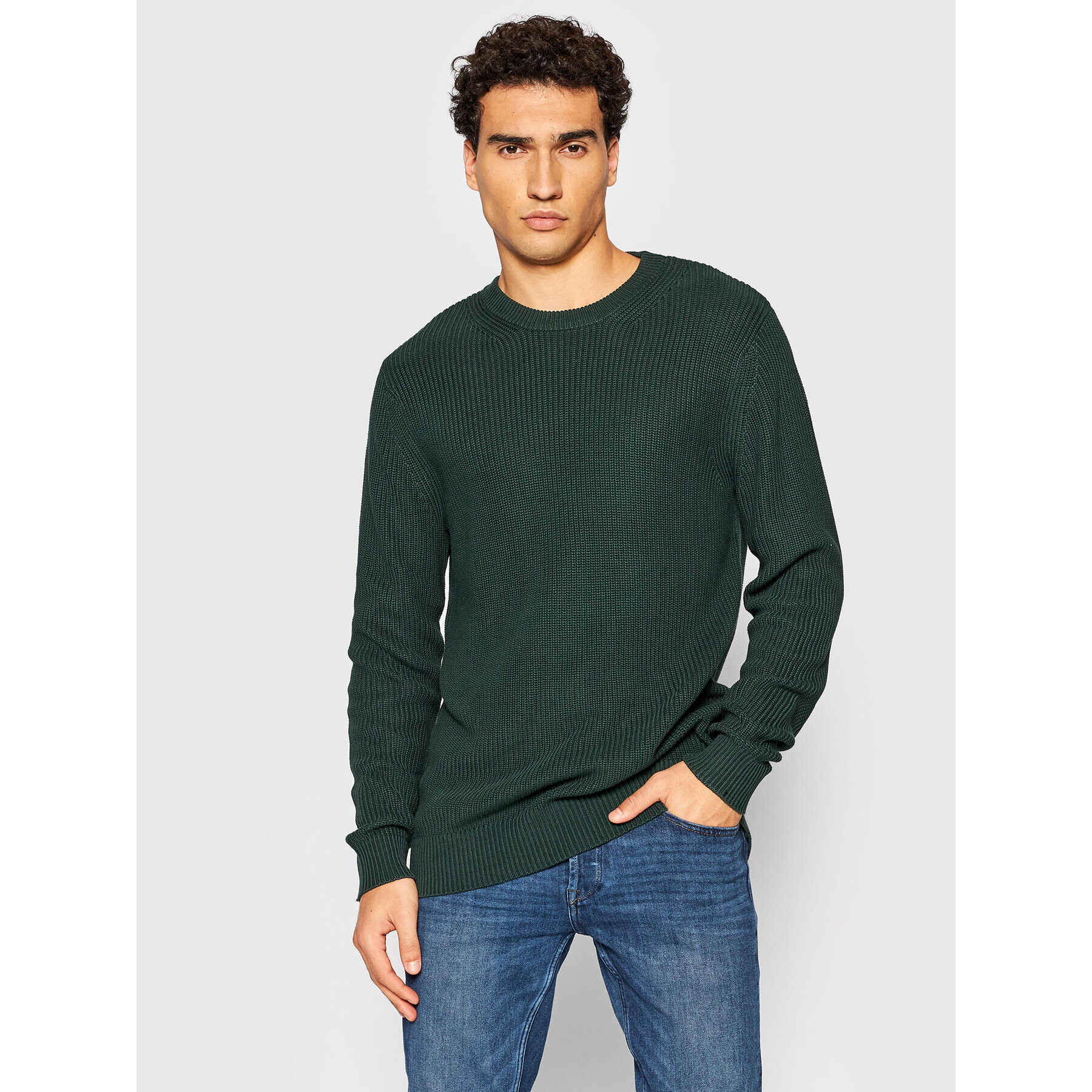 Jack&Jones PREMIUM Sveter Well 12193093 Zelená Regular Fit - Pepit.sk