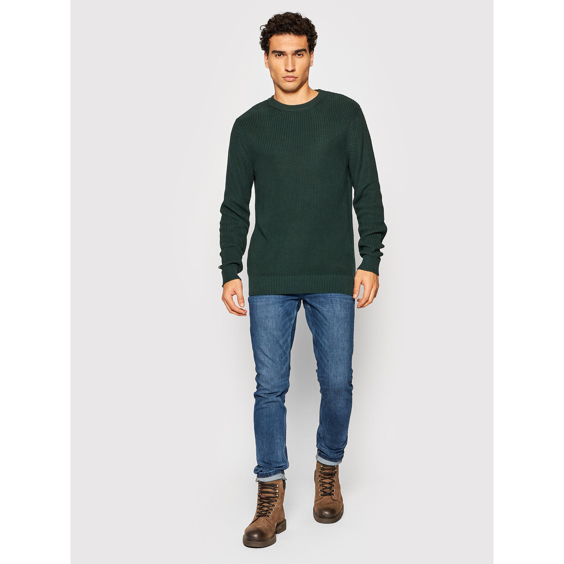 Jack&Jones PREMIUM Sveter Well 12193093 Zelená Regular Fit - Pepit.sk