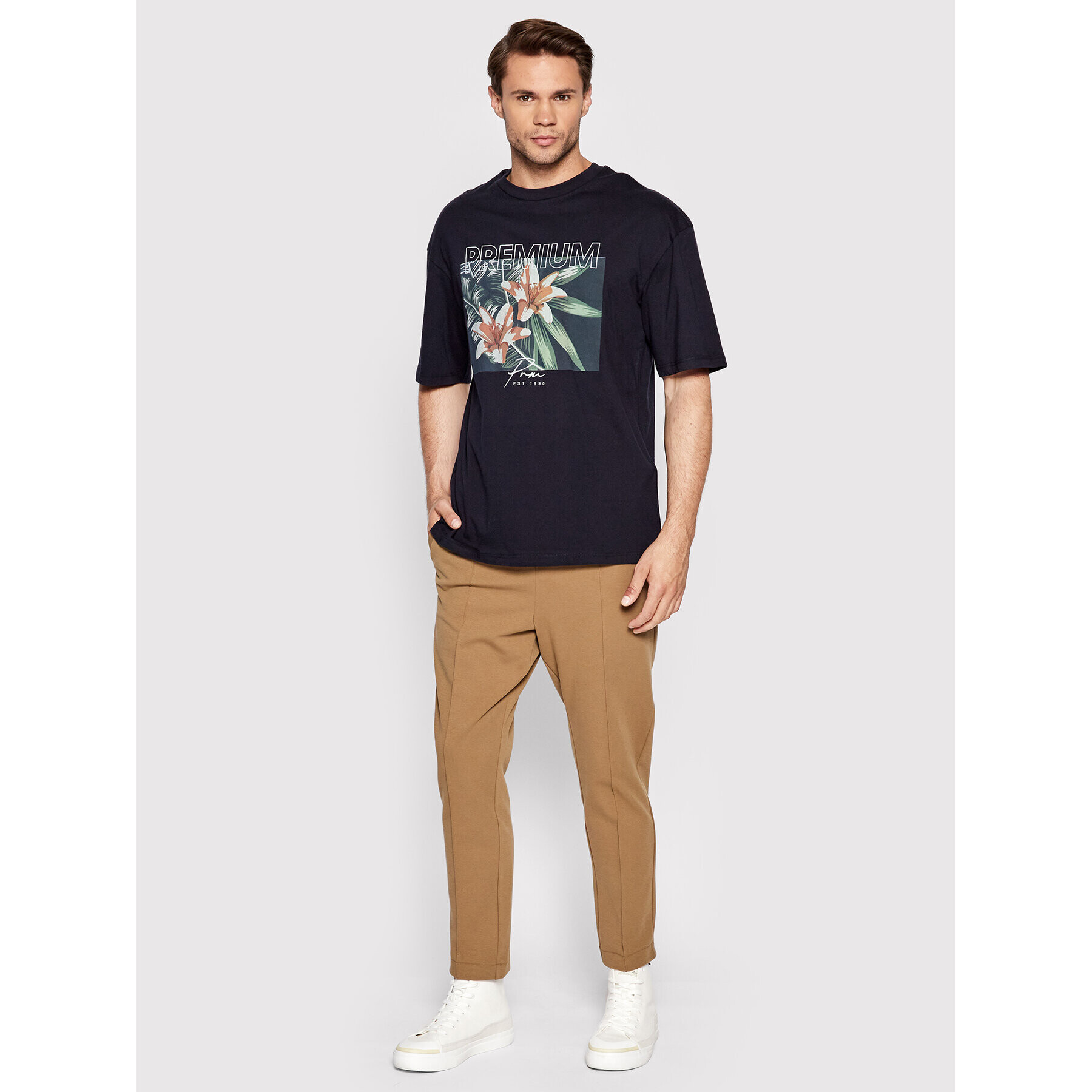 Jack&Jones PREMIUM Tričko Harry 12203717 Tmavomodrá Boxy Fit - Pepit.sk