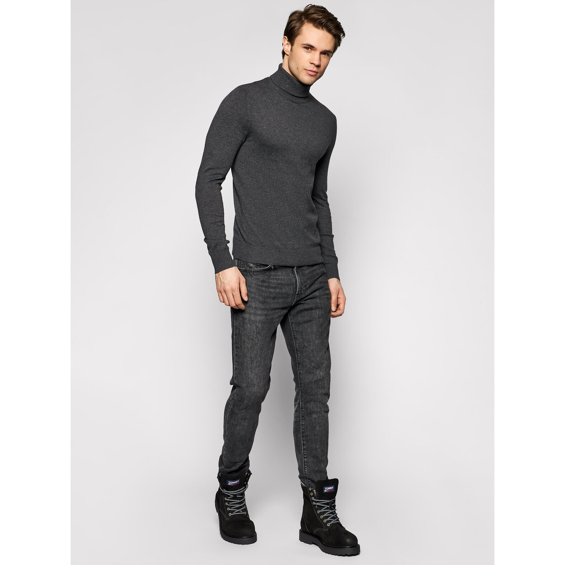 Jack&Jones Rolák Emil Knit Roll 12157417 Sivá Regular Fit - Pepit.sk