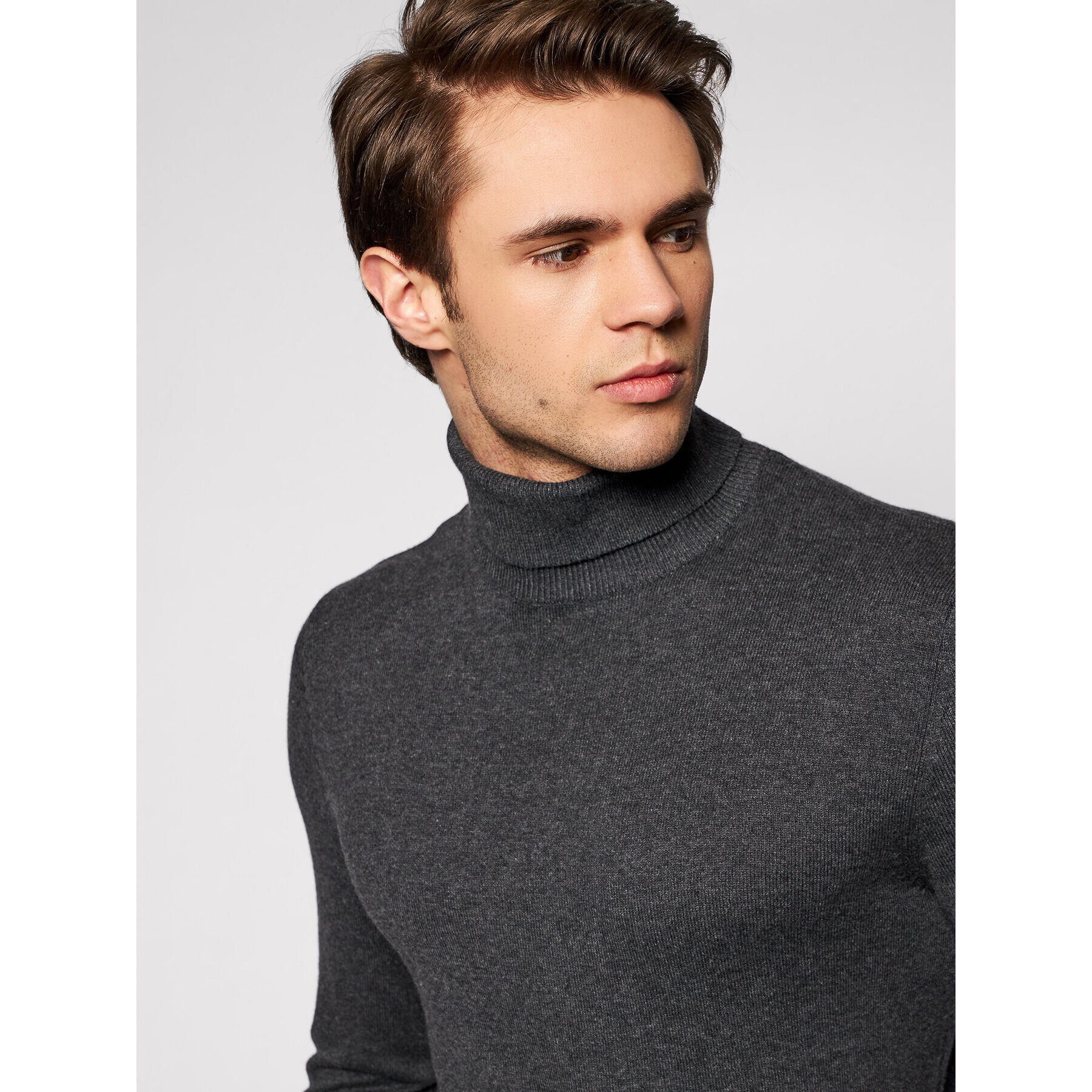 Jack&Jones Rolák Emil Knit Roll 12157417 Sivá Regular Fit - Pepit.sk